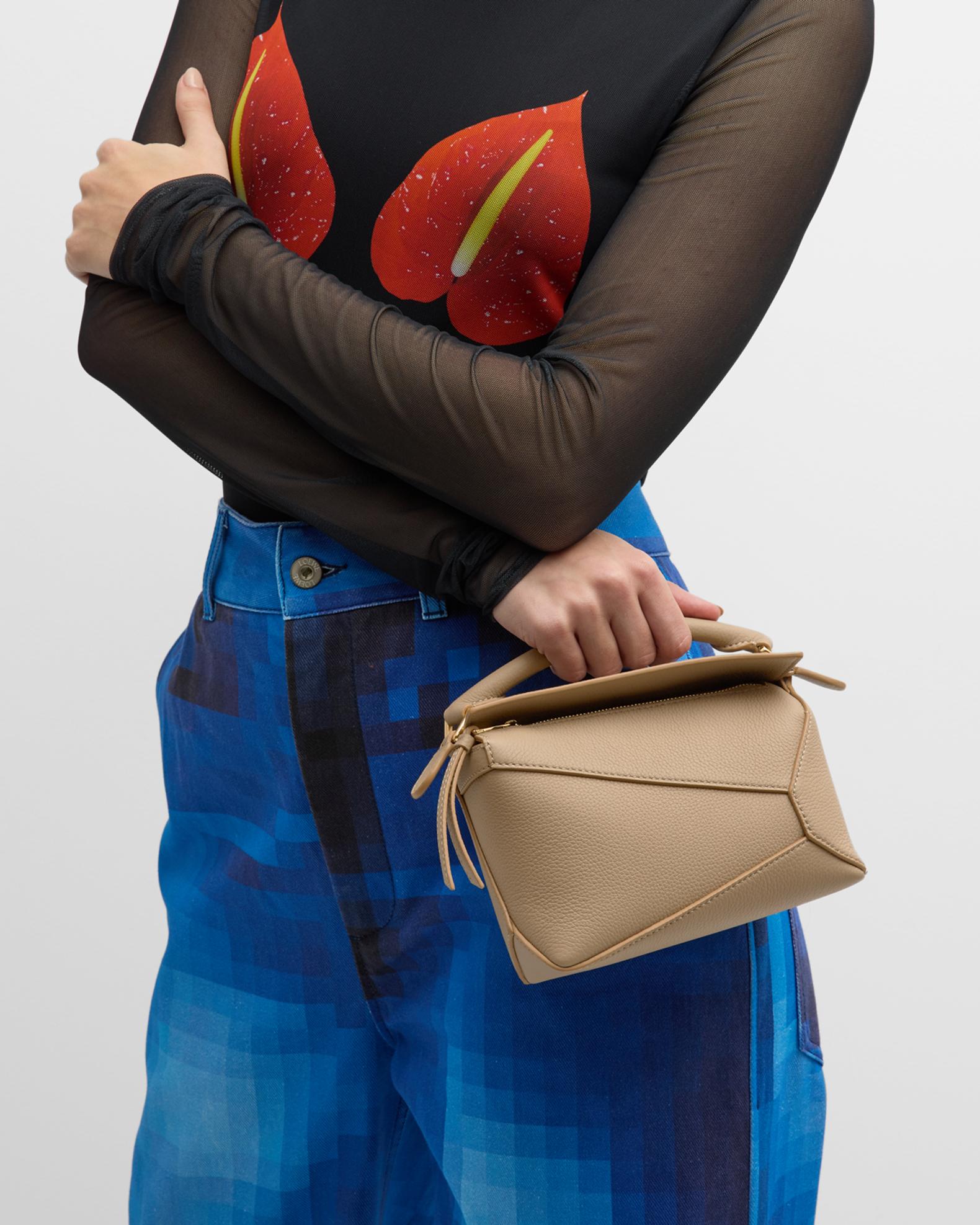 Loewe Puzzle Edge Mini Top-Handle Bag in Grained Leather | Neiman Marcus