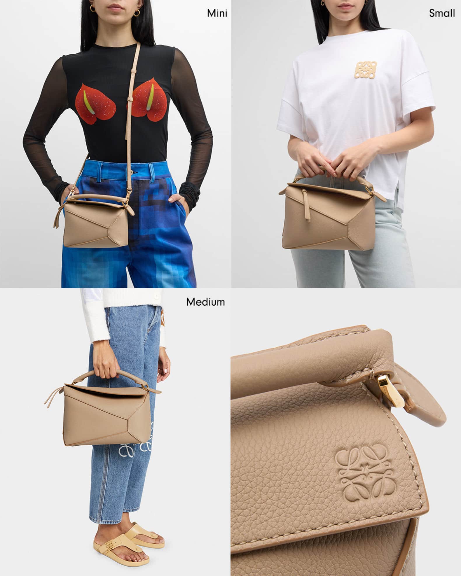 Loewe puzzle grained leather top