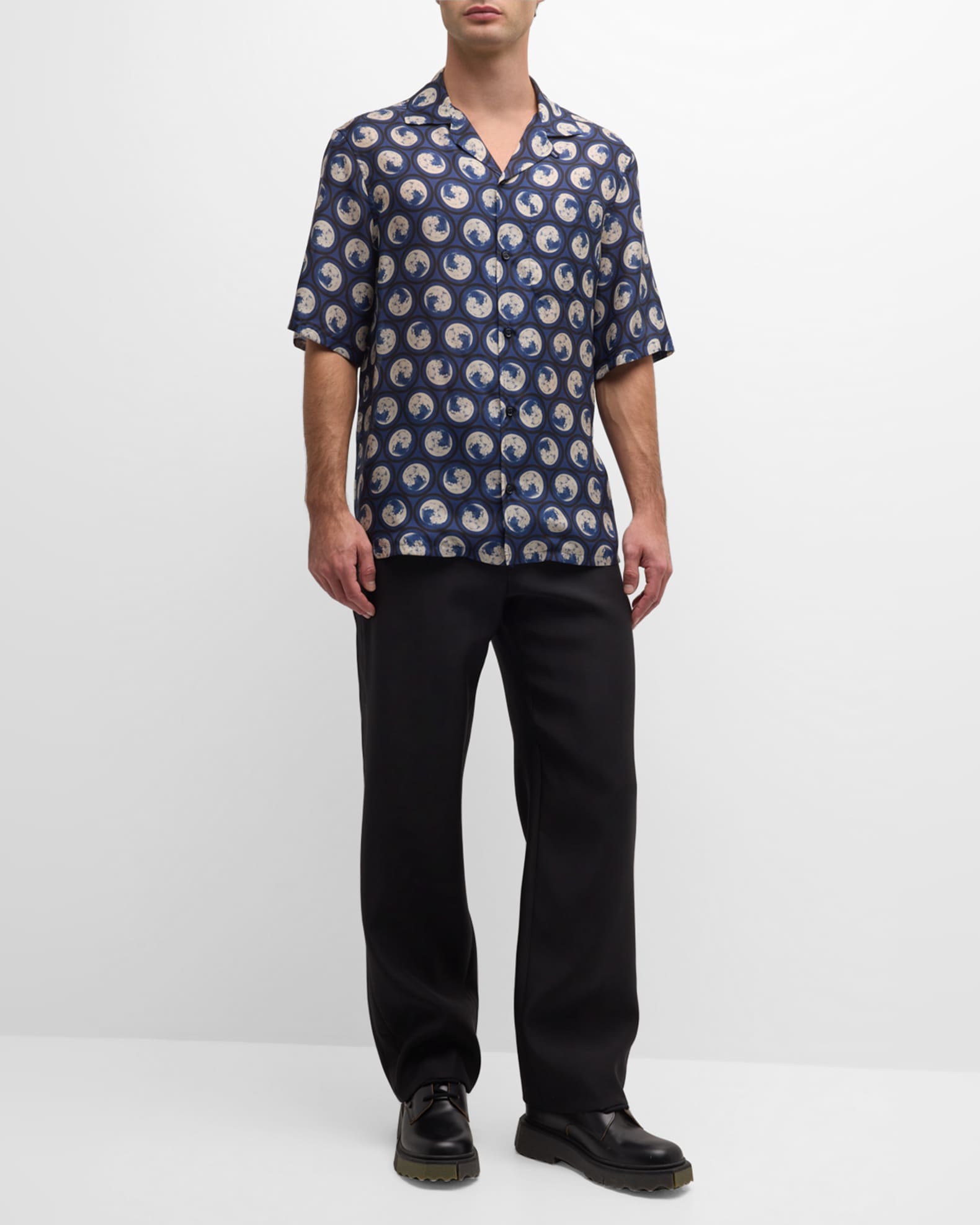 Off-White Men's Moon Holiday Silk Camp Shirt | Neiman Marcus