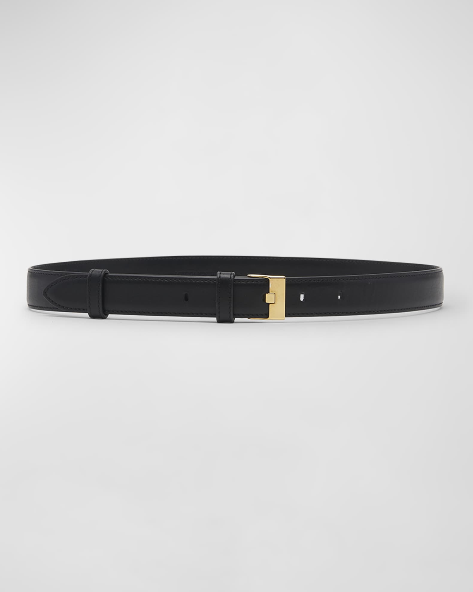 Bottega Veneta French Leather Belt With Hammered Brass Buckle | Neiman ...