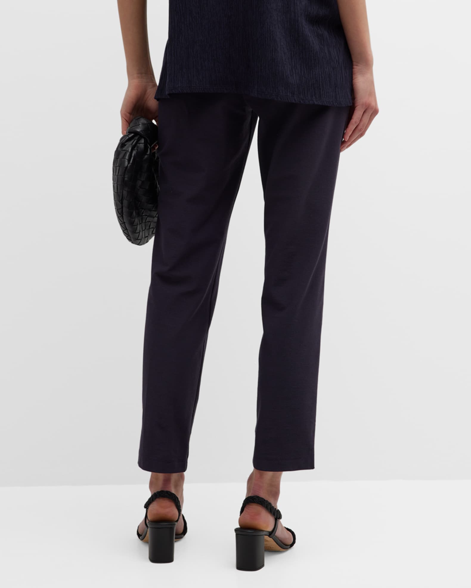 Eileen Fisher Tapered Stretch Crepe Ankle Pants | Neiman Marcus