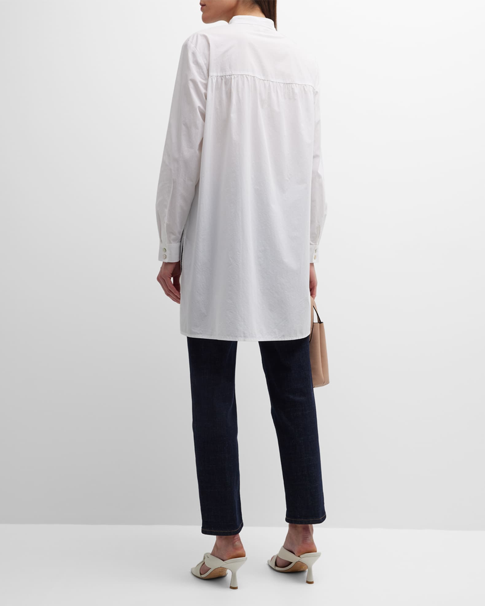 Eileen Fisher Long Garment-Washed Organic Cotton Poplin Shirt | Neiman ...