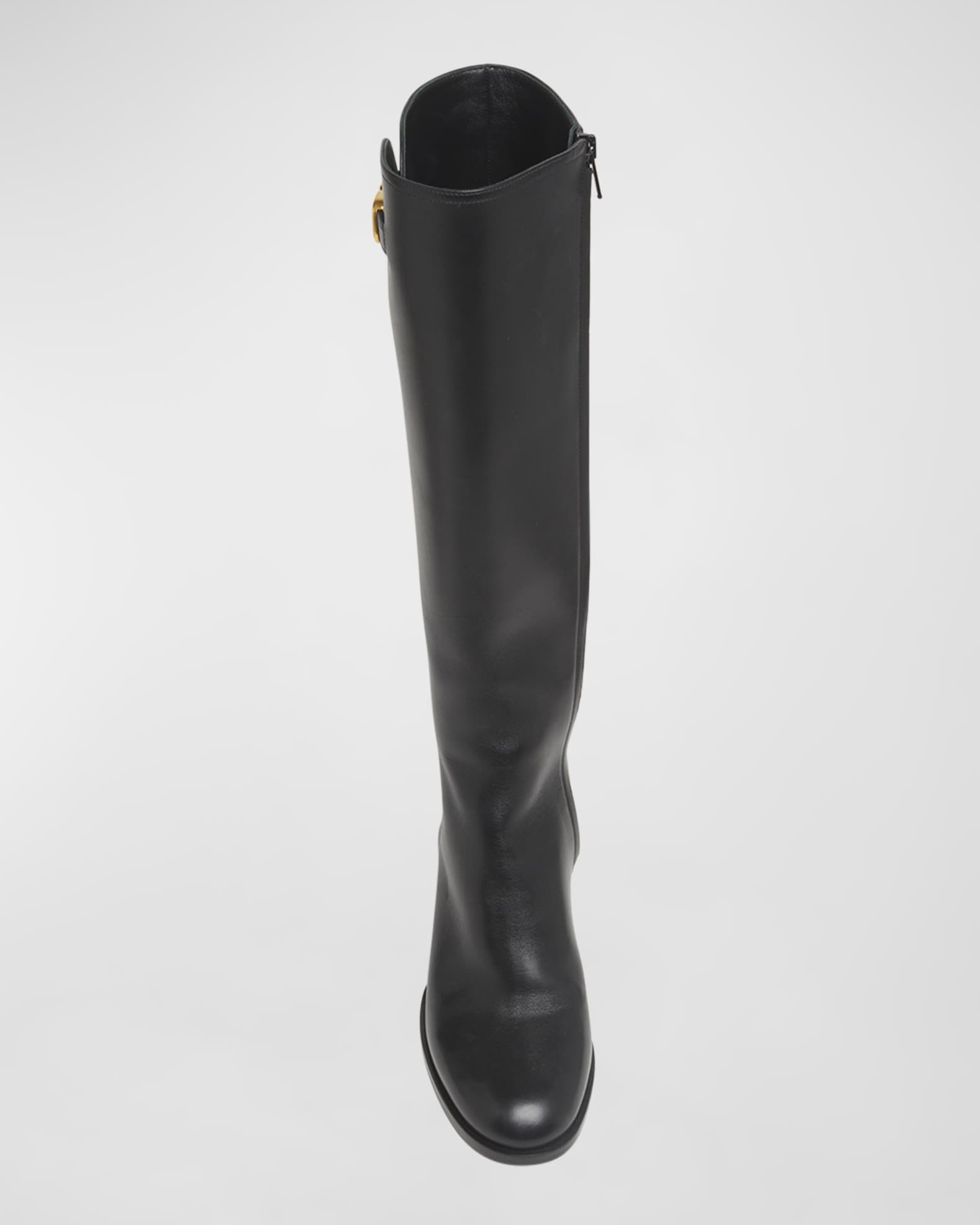 Valentino Garavani Leather Knee High Boots with V Logo