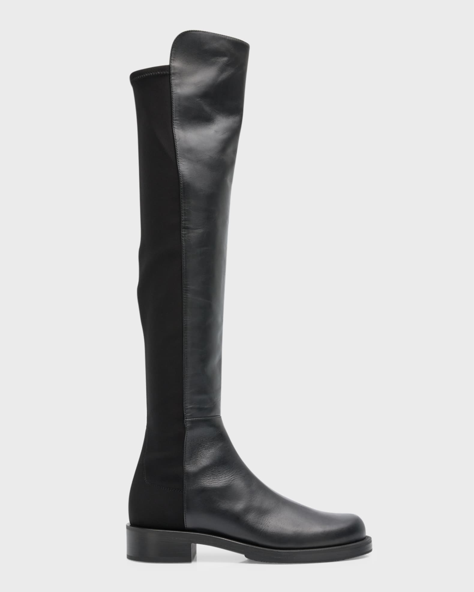 Stuart Weitzman 5050 Bold Leather Over-The-Knee Moto Boots | Neiman Marcus