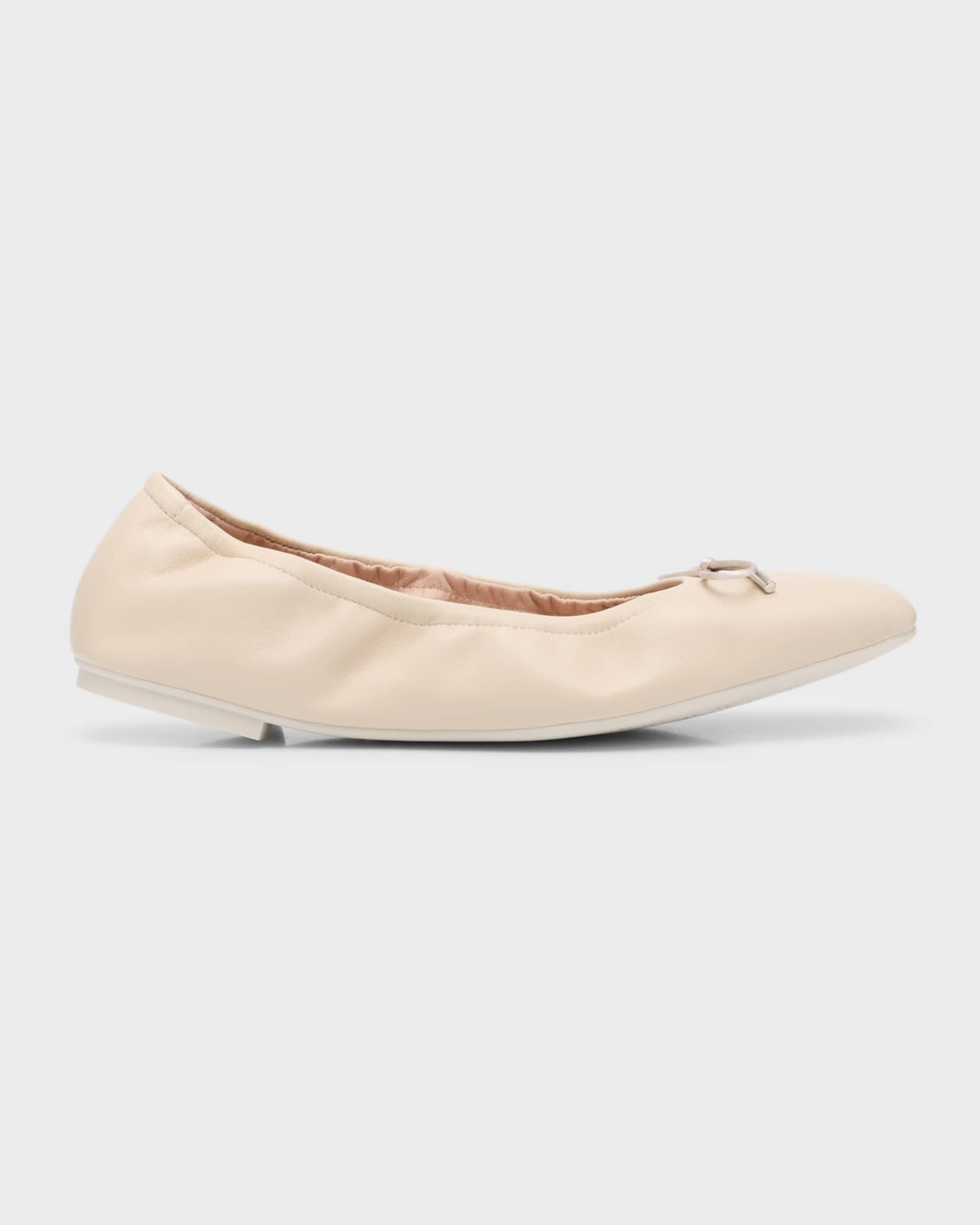 Stuart Weitzman Bardot Lambskin Bow Ballerina Flats