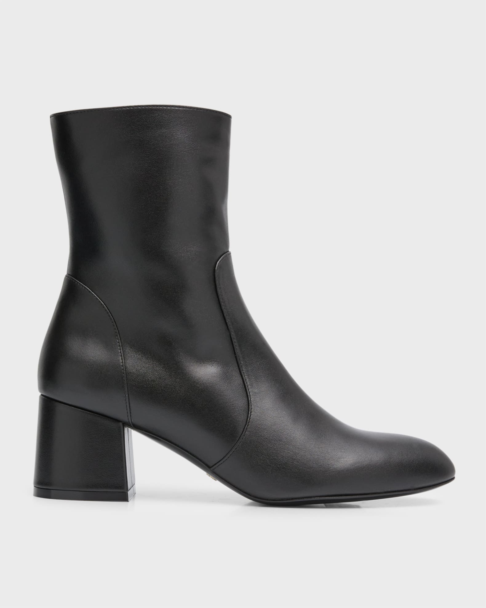 Stuart Weitzman Flareblock Leather Zip Ankle Booties | Neiman Marcus