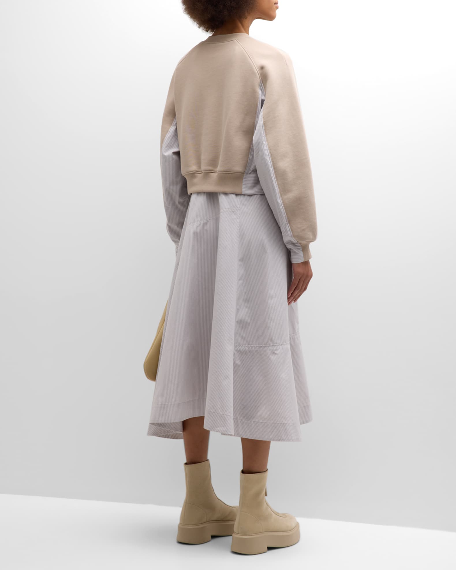 3.1 Phillip Lim Long-Sleeve Sweatshirt Combo Midi Dress | Neiman Marcus