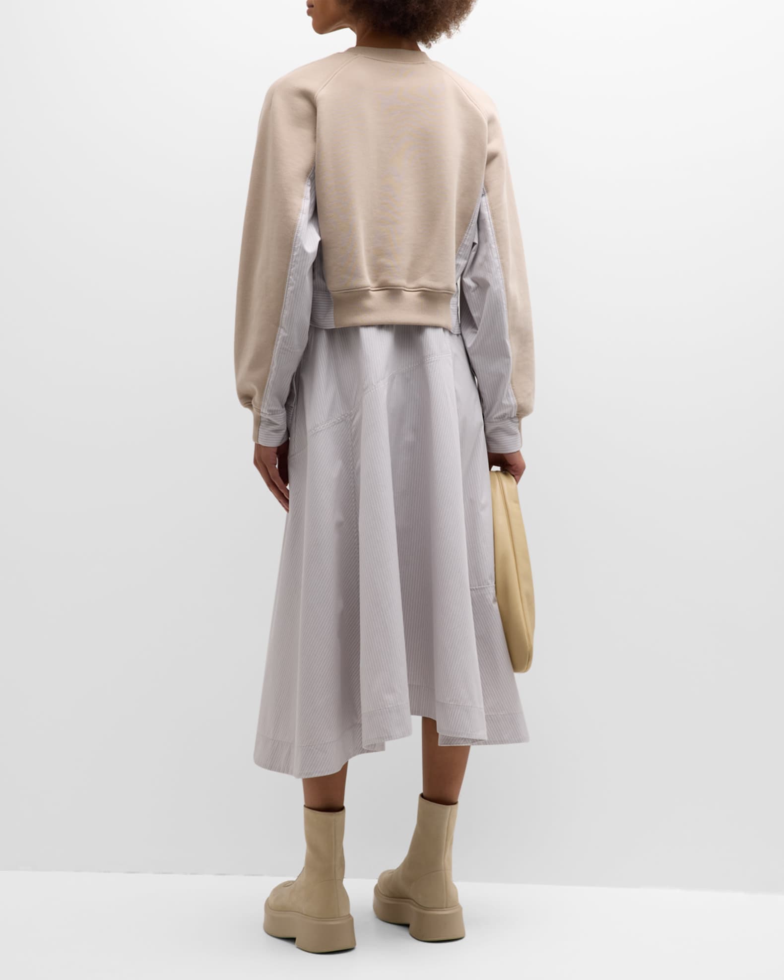 3.1 Phillip Lim Long-Sleeve Sweatshirt Combo Midi Dress | Neiman Marcus