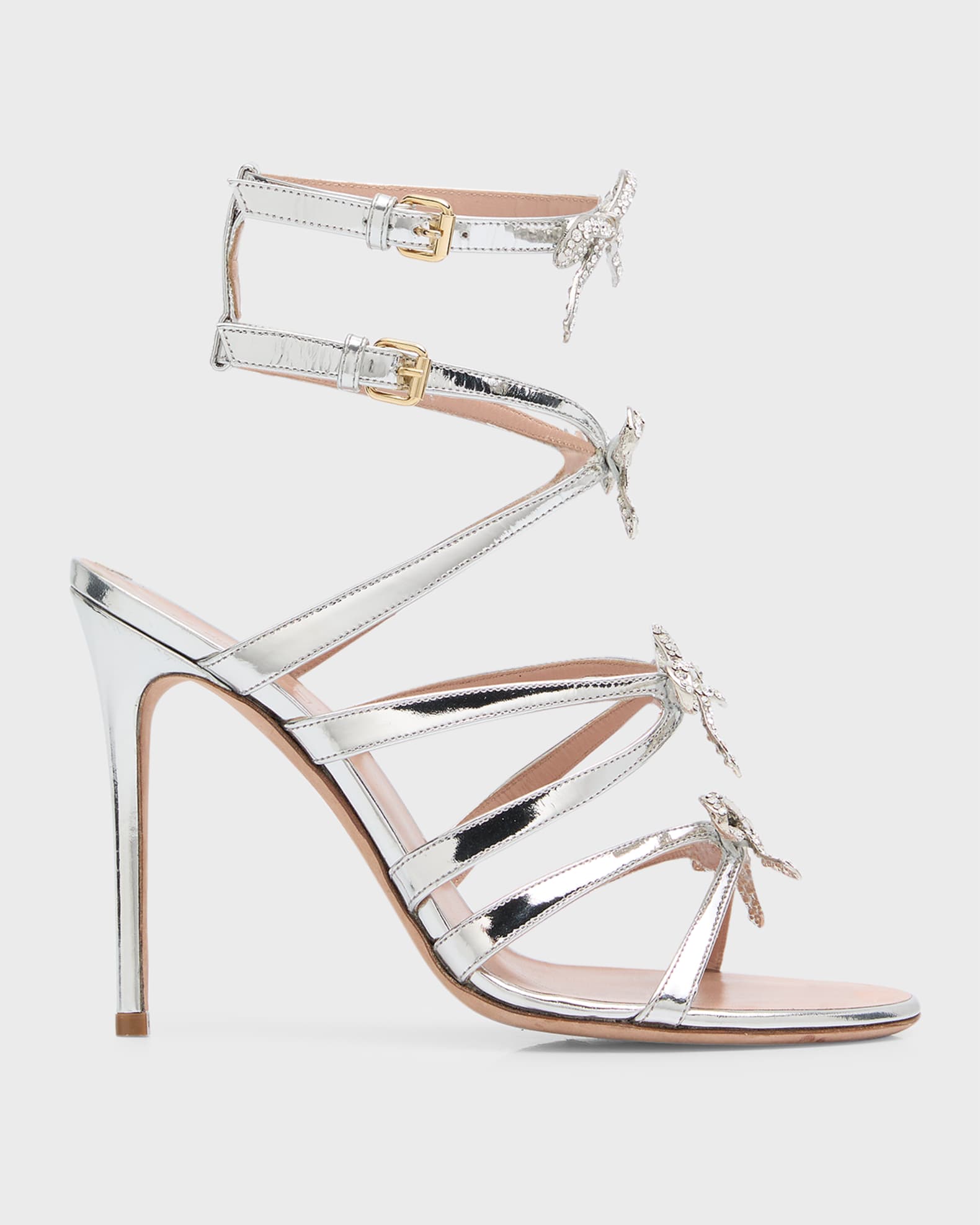 Giambattista Valli Metallic Bows Caged Stiletto Sandals | Neiman Marcus