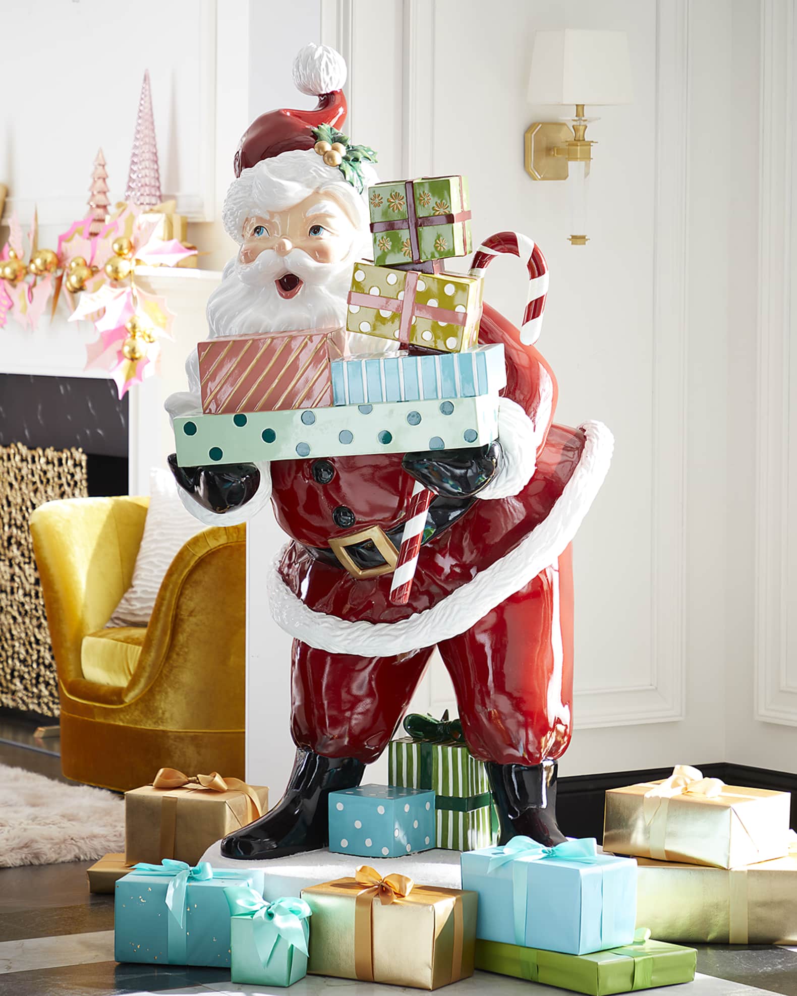 One Hundred 80 Degrees Santa with Gift Box Display, 6ft. Neiman Marcus