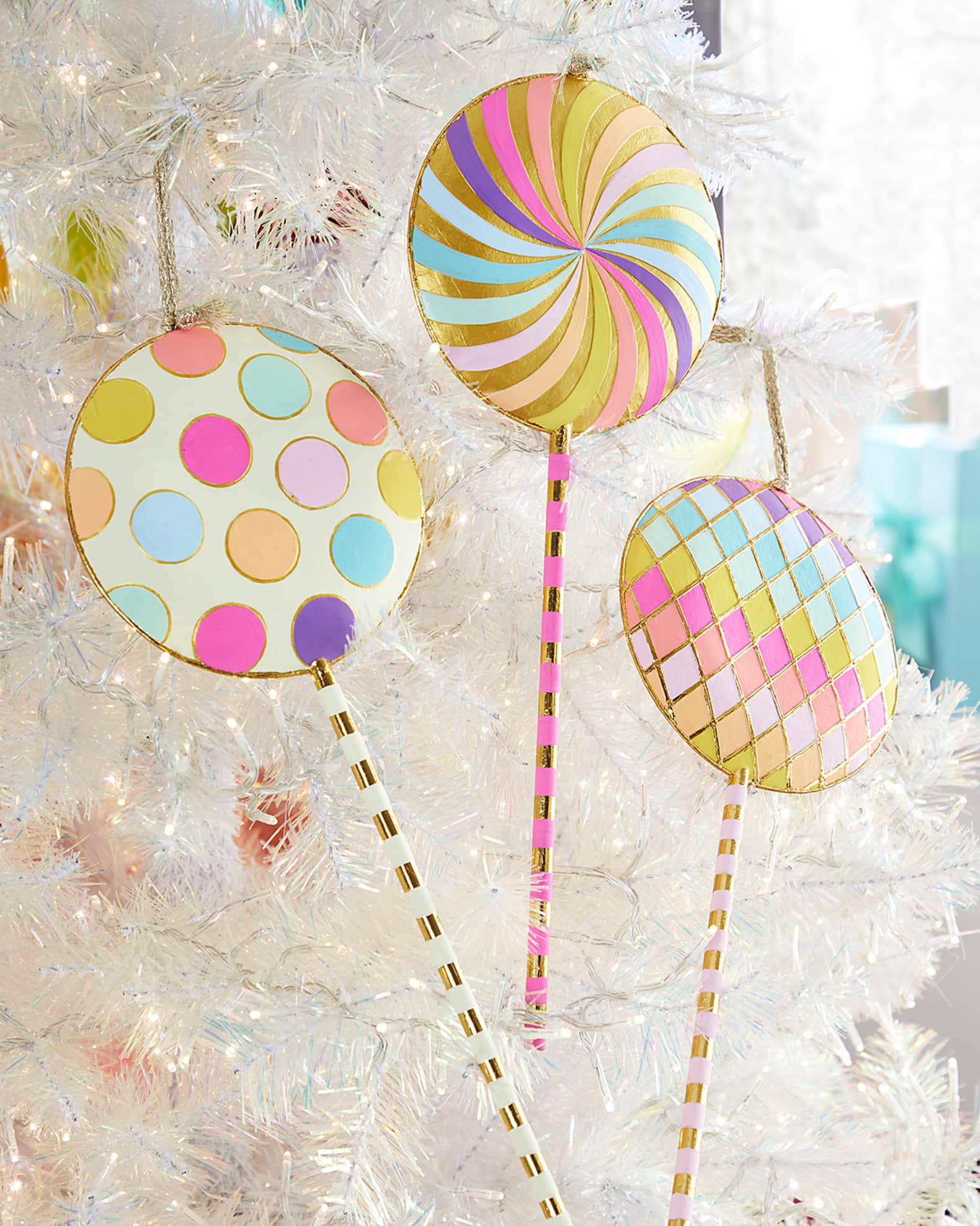 Glitterville Rainbow Lollipop Ornaments, Set of 3 Neiman Marcus