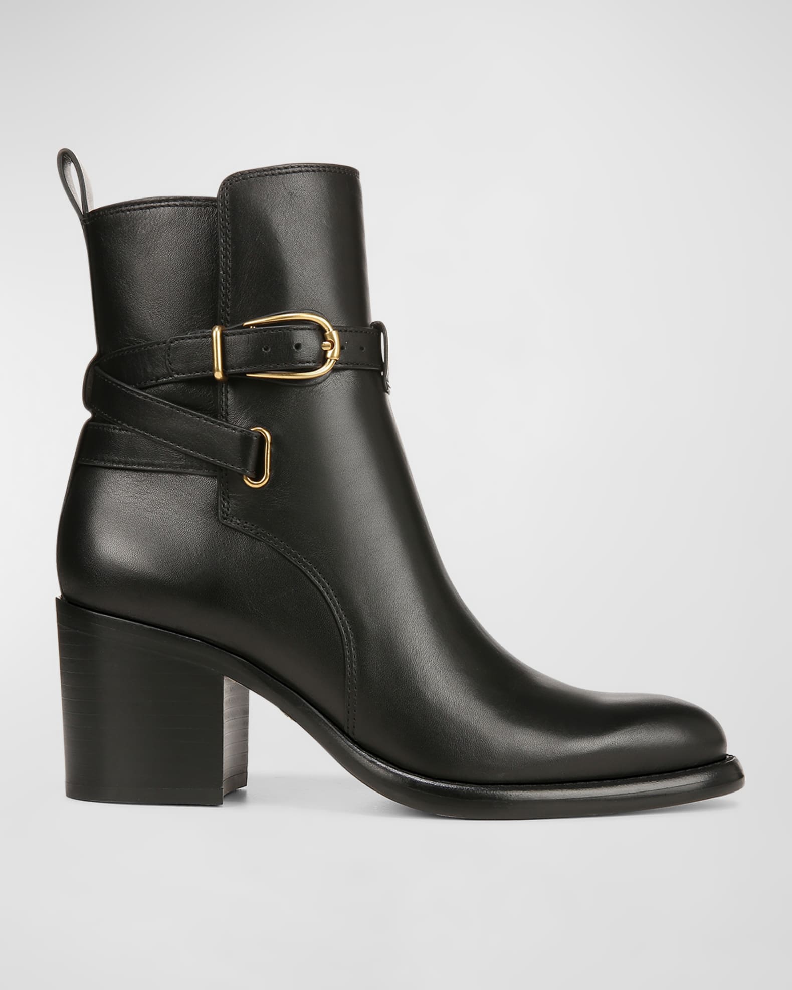 Veronica Beard Sohelia Leather Buckle Booties | Neiman Marcus