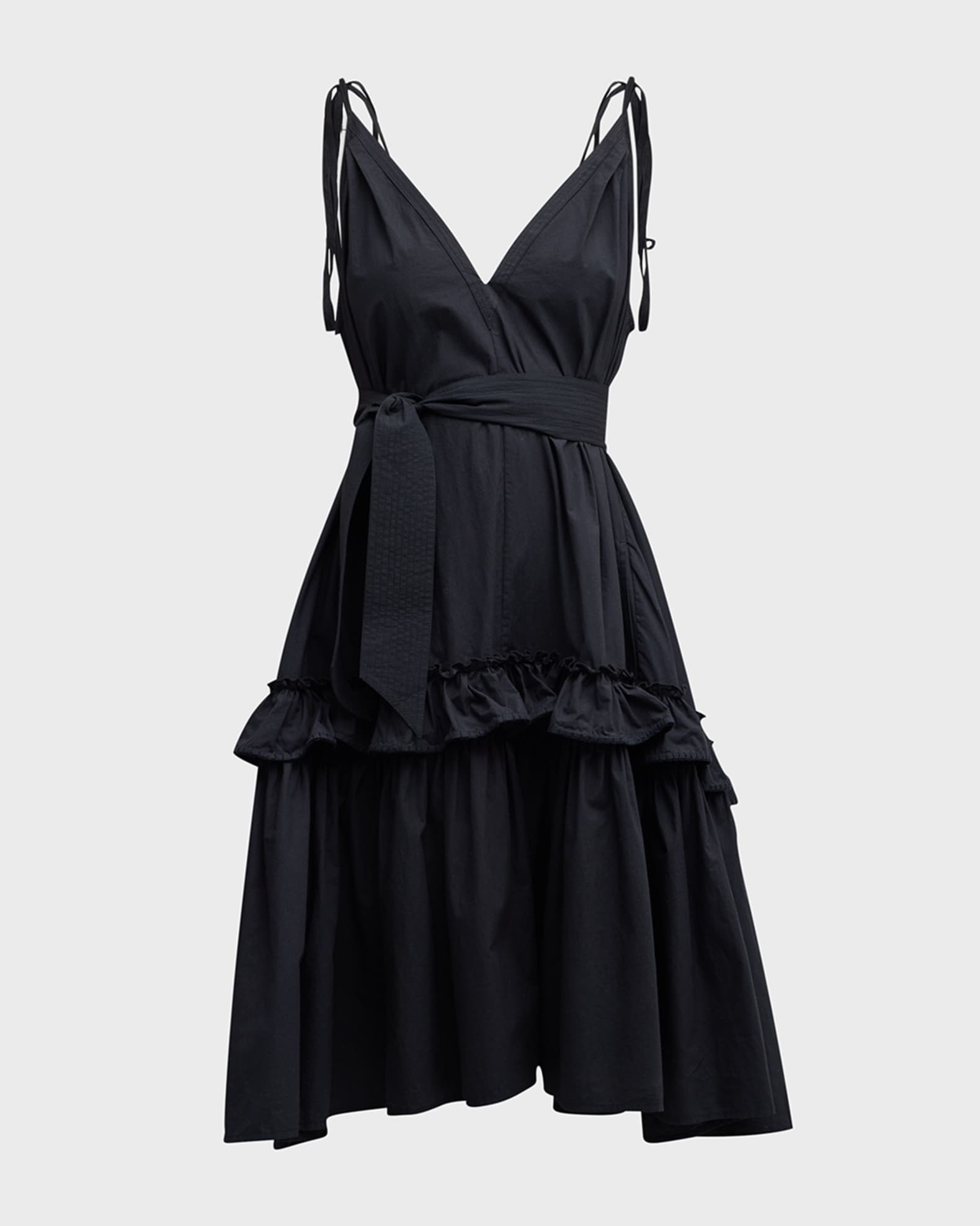 Figue Ada Belted Tiered Ruffle Midi Dress | Neiman Marcus