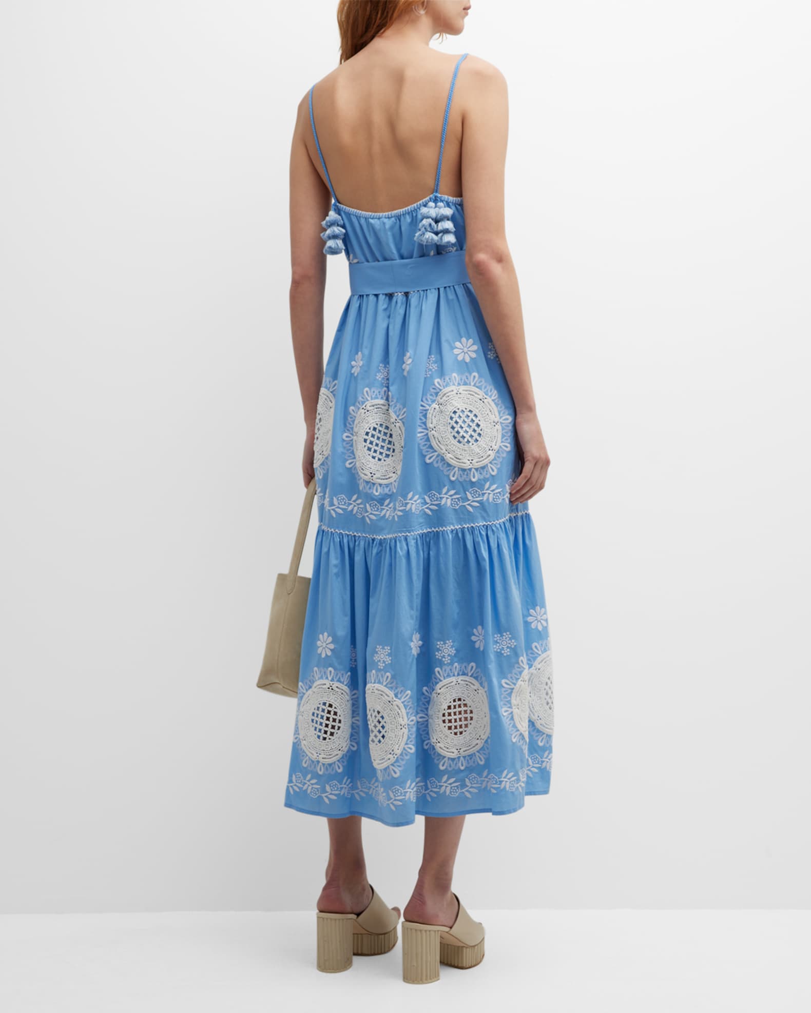 Figue Monroe Tiered Floral Embroidered Sleeveless Midi Dress | Neiman ...