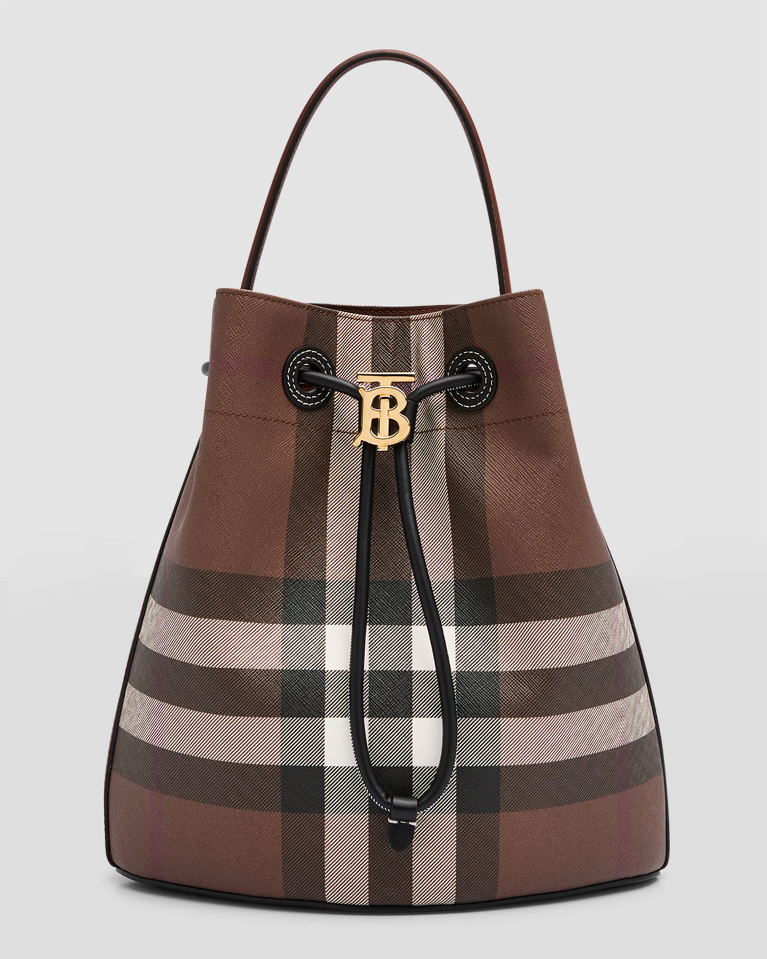 Burberry Small Check Leather Bucket Bag | Neiman Marcus