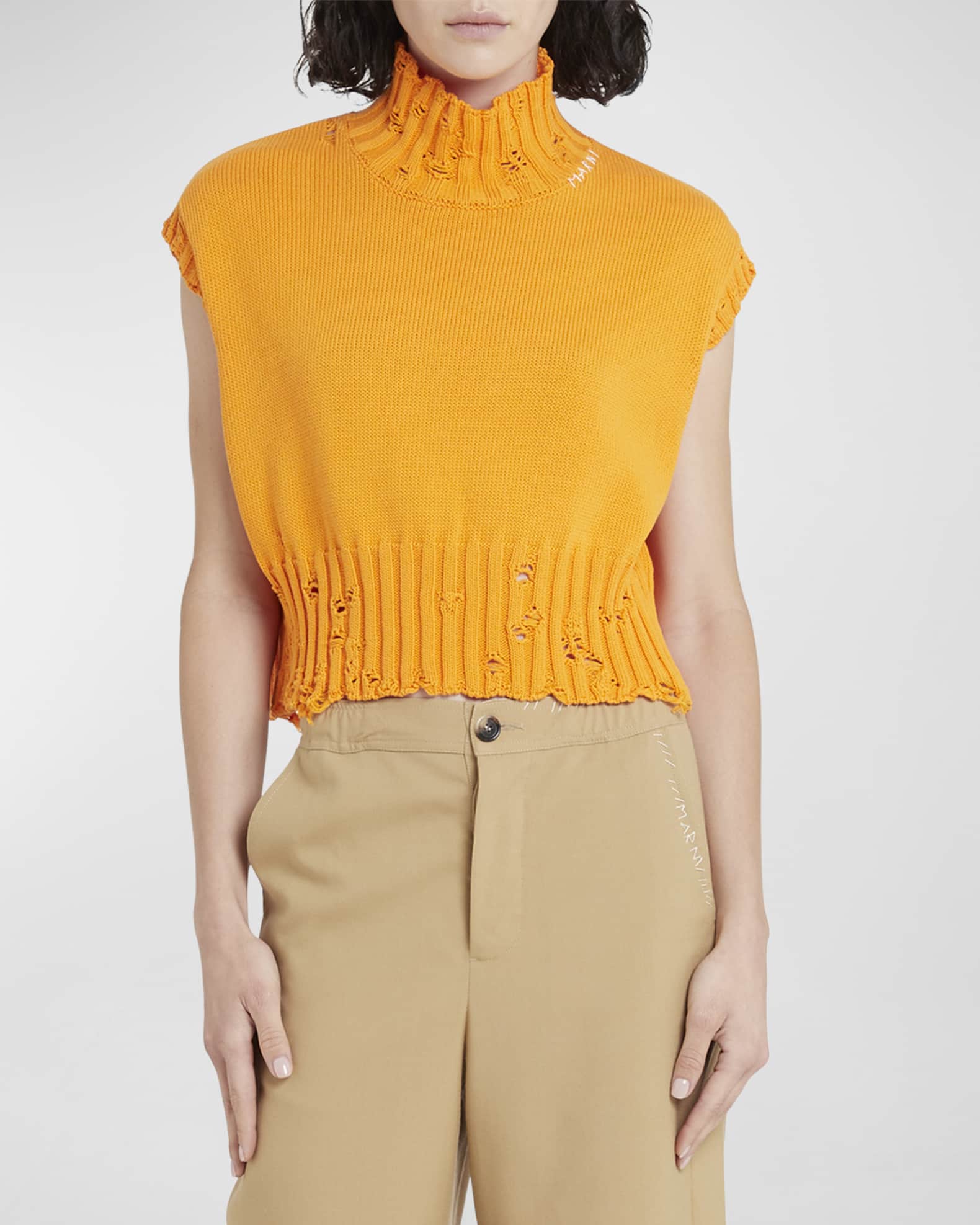 Marni Distressed Crop Vest Neiman Marcus