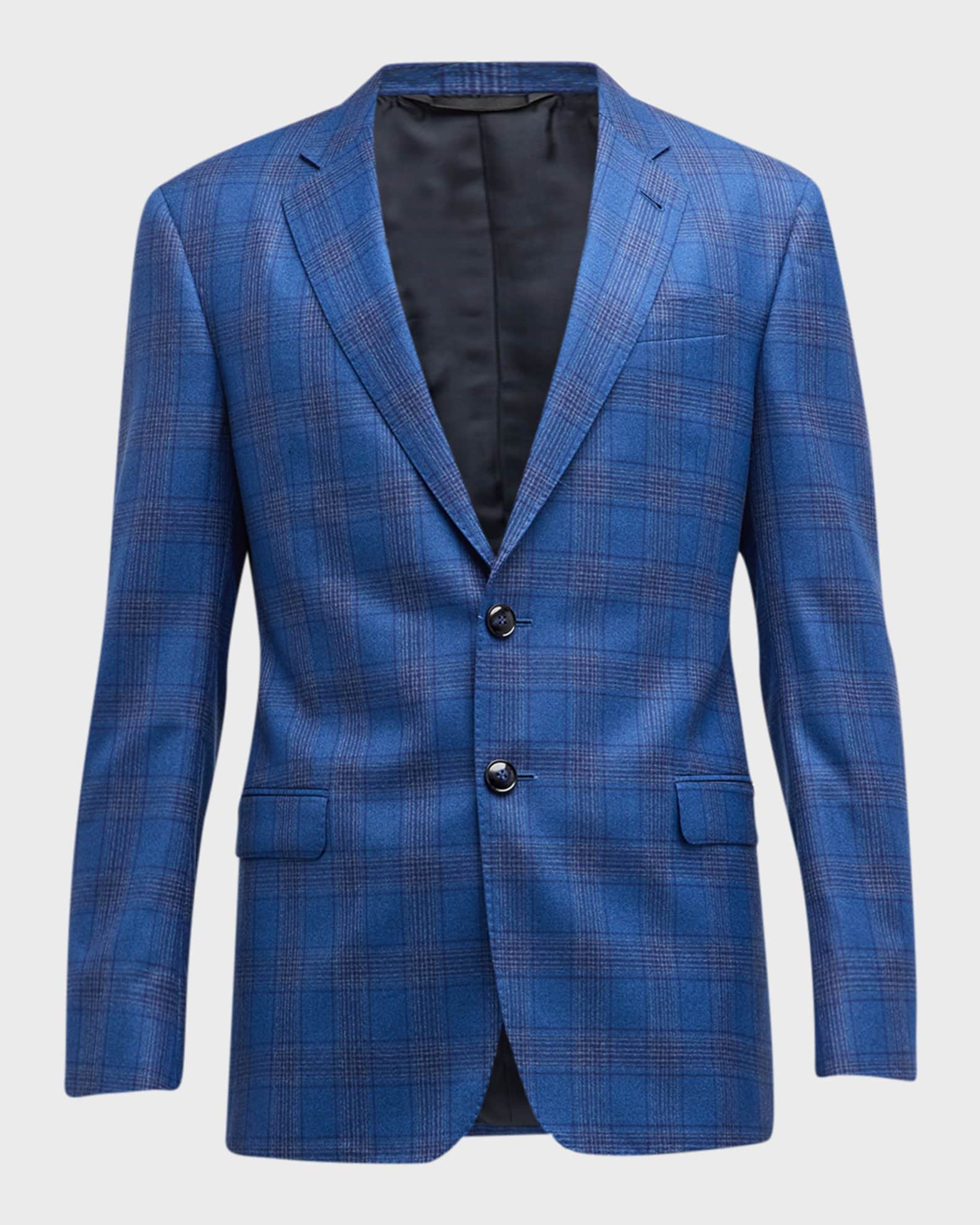 Giorgio Armani Men's Wool-Cashmere Plaid Blazer | Neiman Marcus