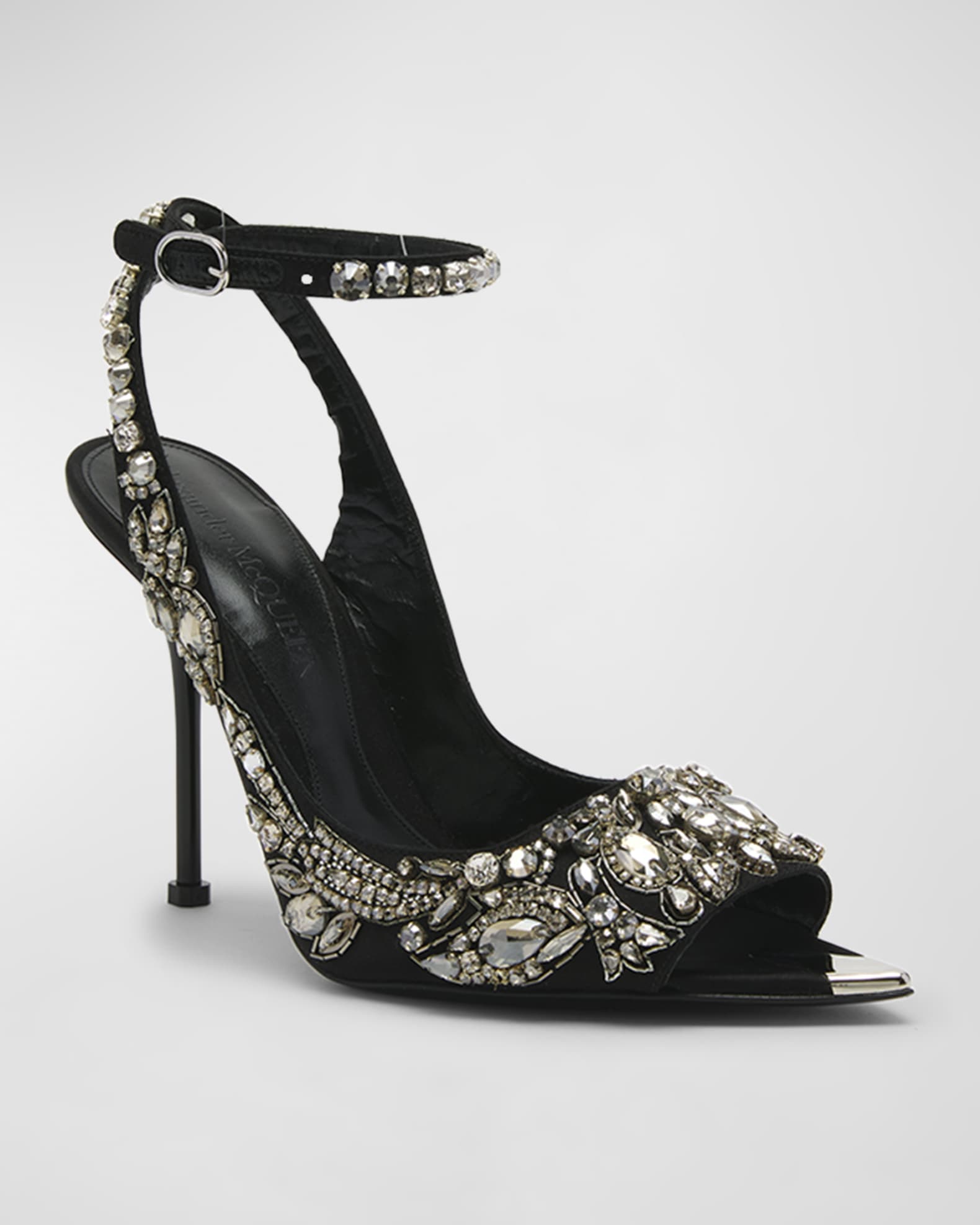 Alexander McQueen Punk Crystal Ankle-Strap Sandals | Neiman Marcus