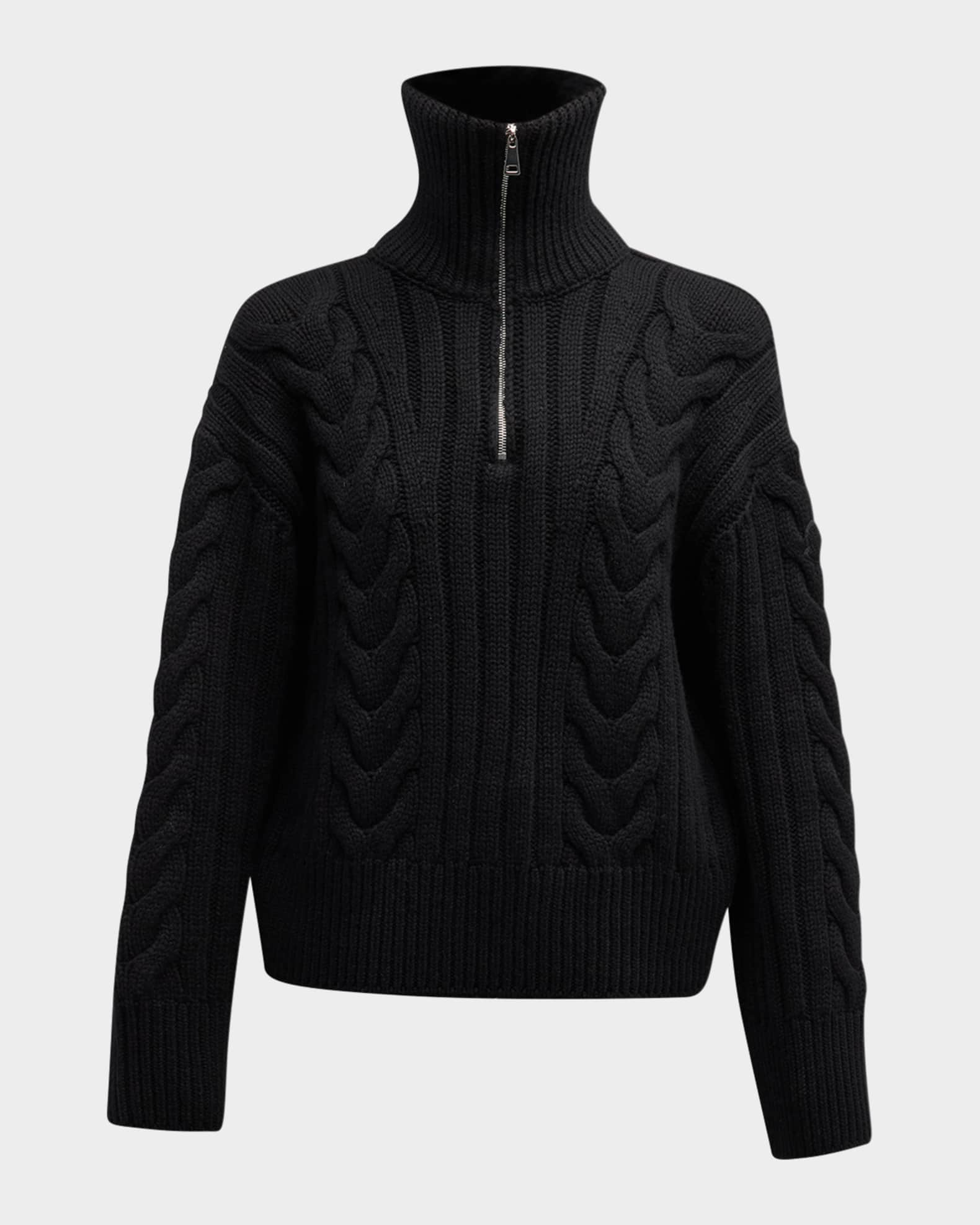 Moncler Cashmere Cable-Knit Quarter-Zip Sweater