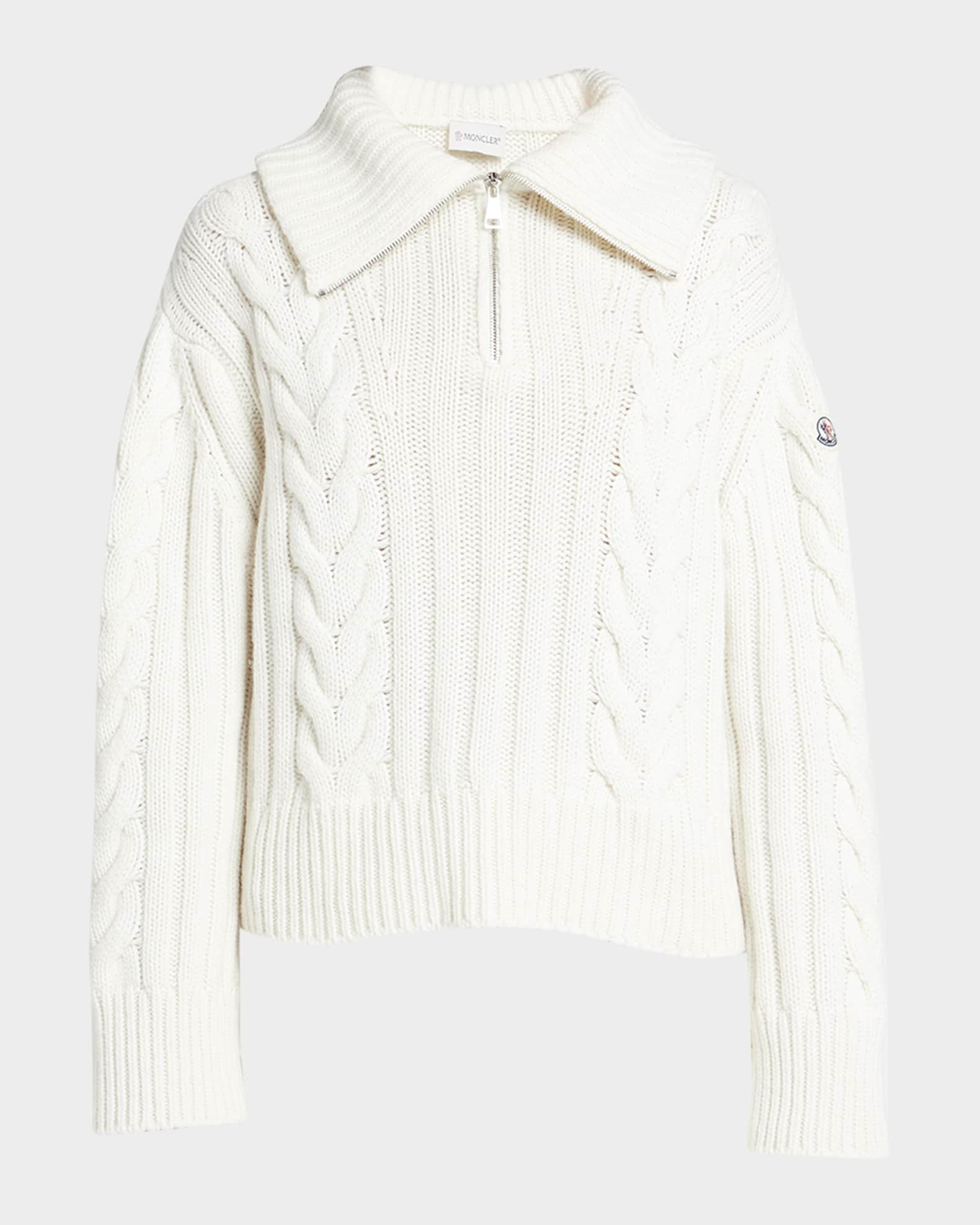 Moncler Cashmere CableKnit QuarterZip Sweater Neiman Marcus