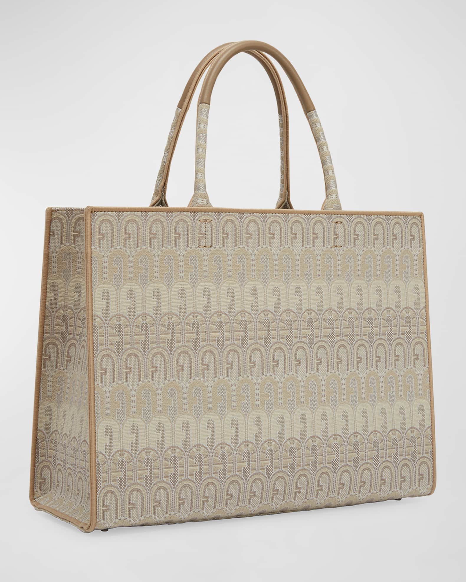 Furla Opportunity S Shopping Bag In Jacquard Fabric in White