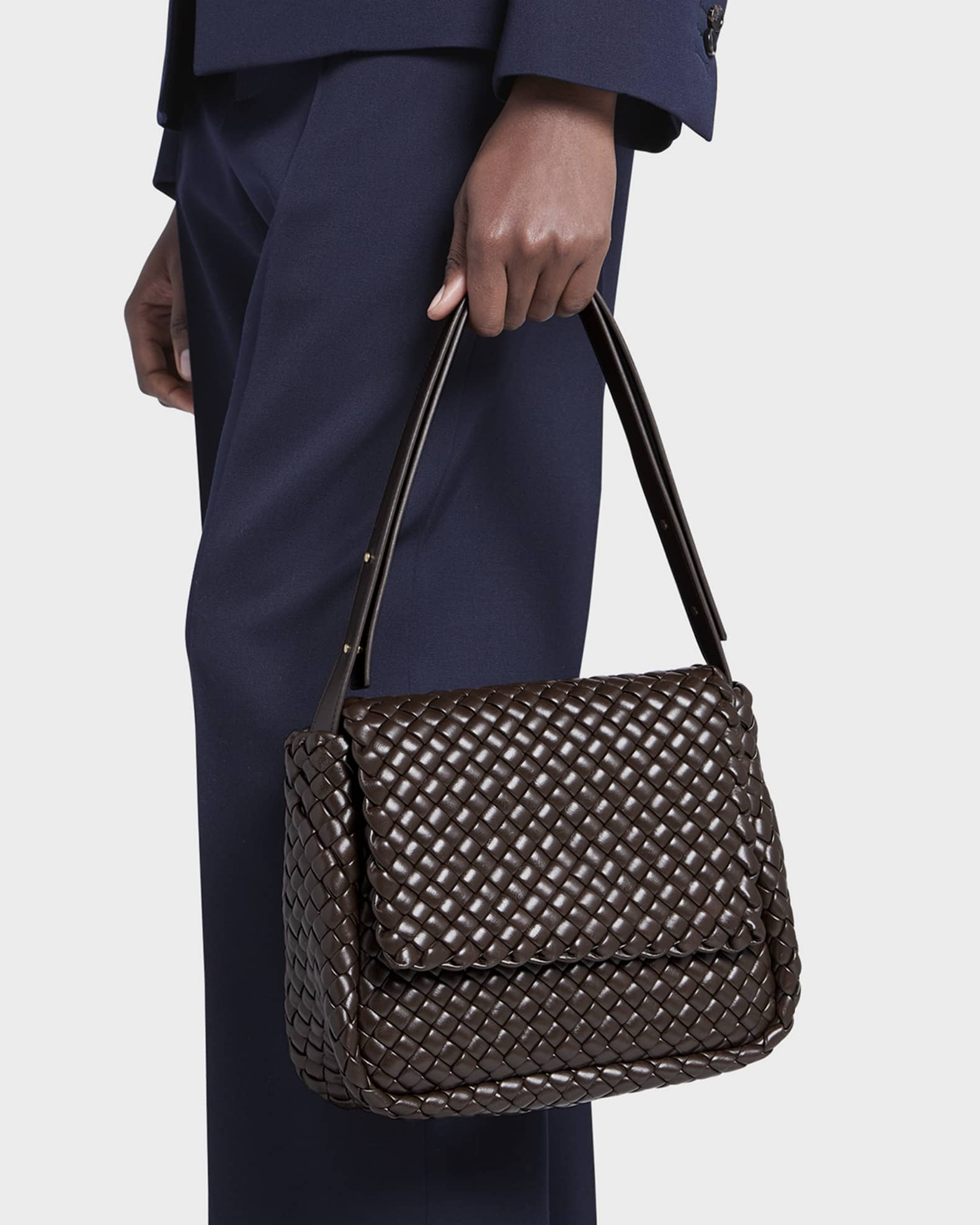 Bottega Veneta Cobble Intrecciato Leather Shoulder Bag | Neiman Marcus