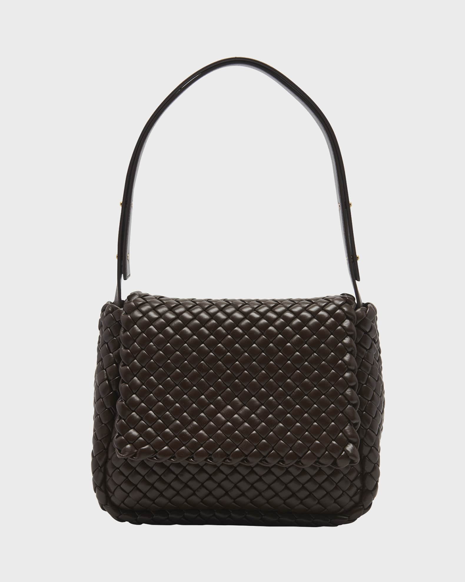 Bottega Veneta Womens Flap Intrecciato Shoulder Bag