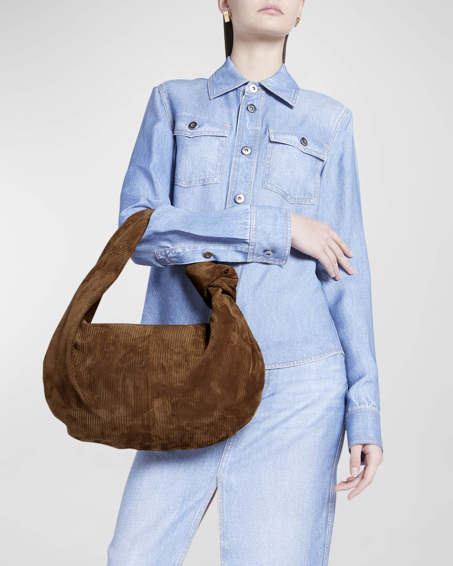 Jodie Mini Boucle Denim Top-Handle Bag