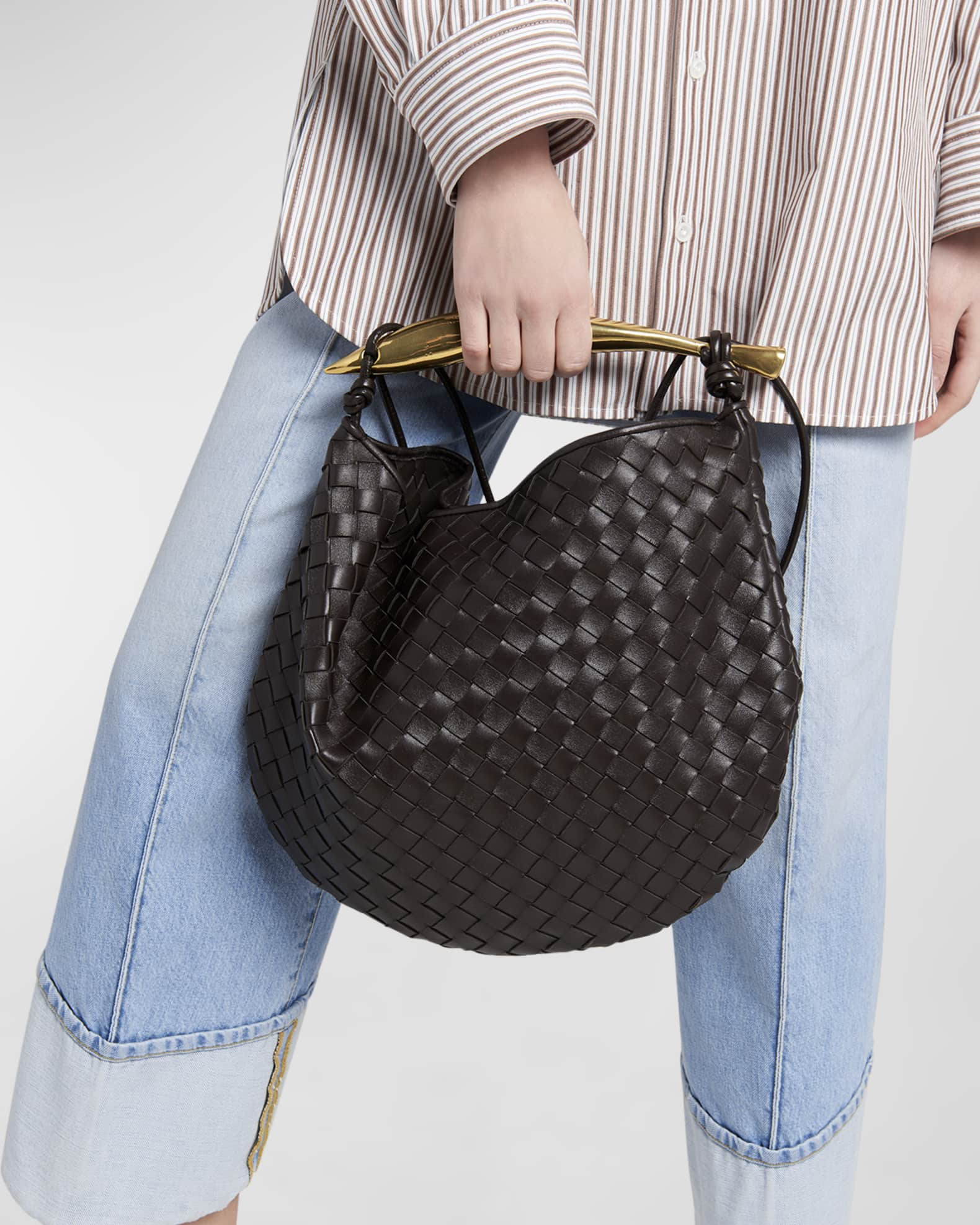 Bottega Veneta Sardine Intrecciato Top Handle Small Bitter