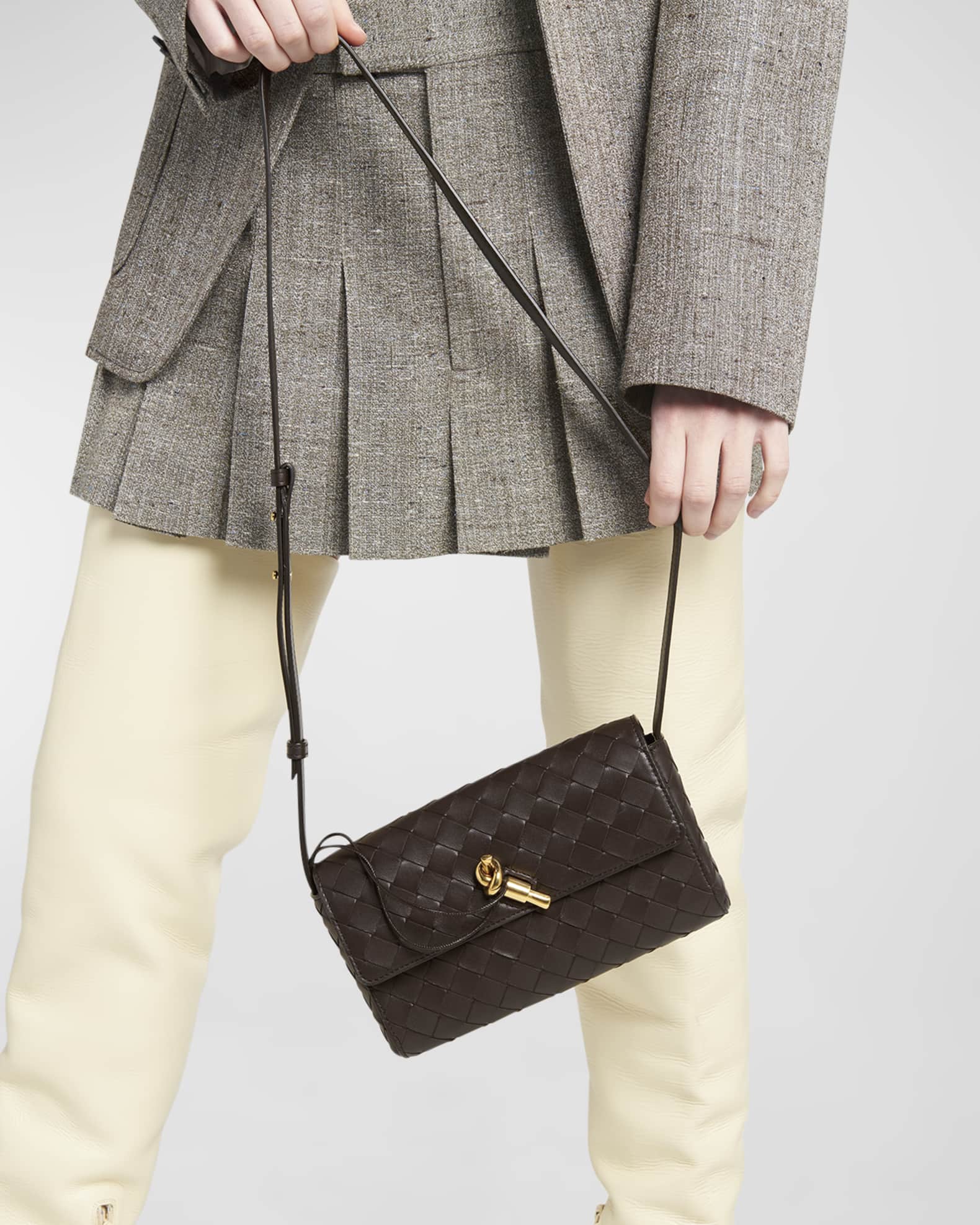 Bottega Veneta Andiamo Intrecciato Leather Shoulder Bag | Neiman Marcus