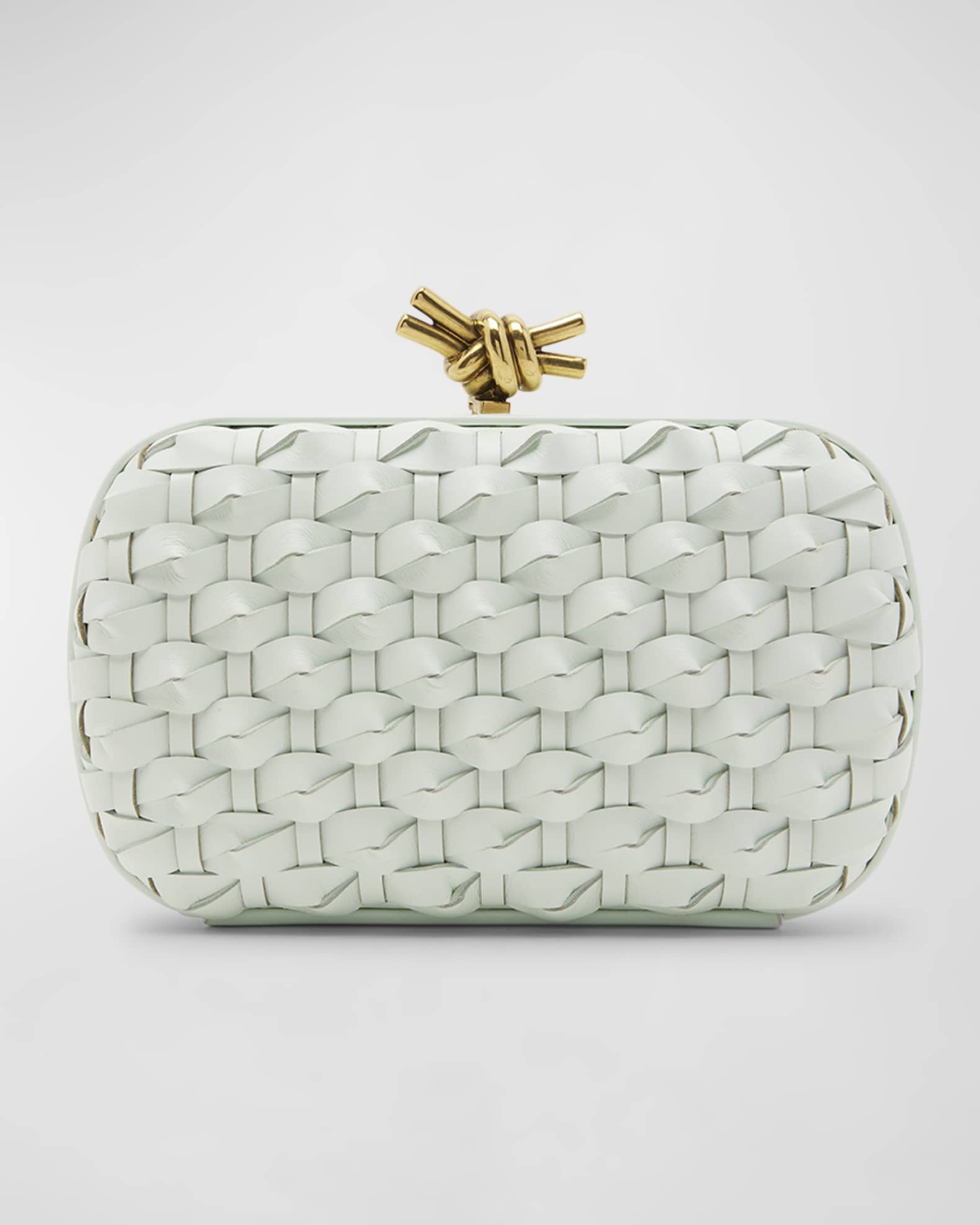 Bottega Veneta Knot Minaudiere Clutch in Black & Muse Brass