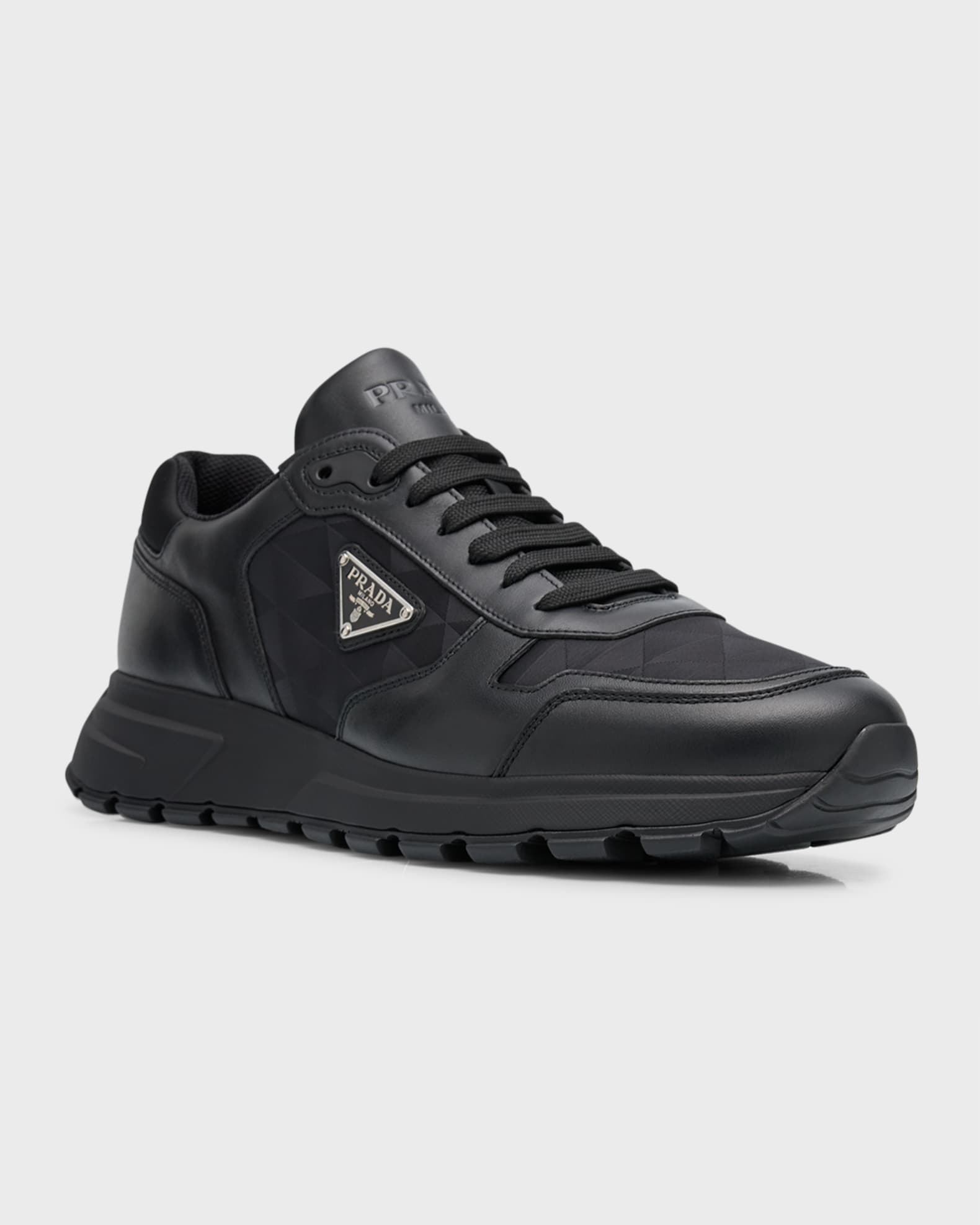 Prada Men's Prax Triangle Logo Runner Sneakers | Neiman Marcus