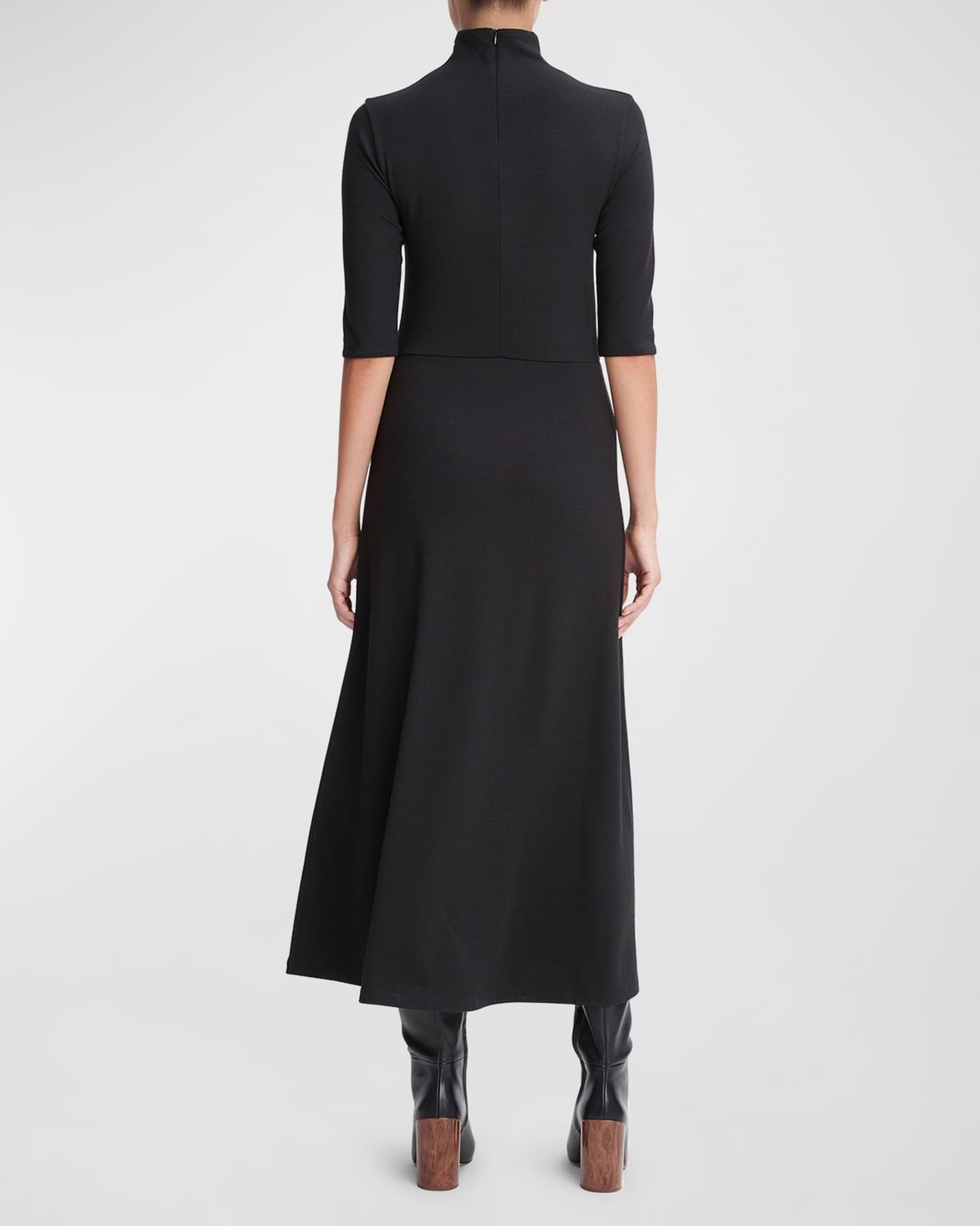 Vince Elbow Sleeve Turtleneck Dress Black