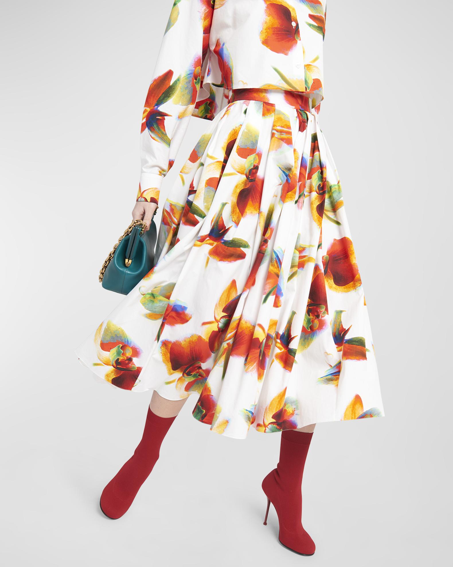 Alexander Mcqueen Solarised Orchid Gathered Midi Skirt 684284qcahb 9000