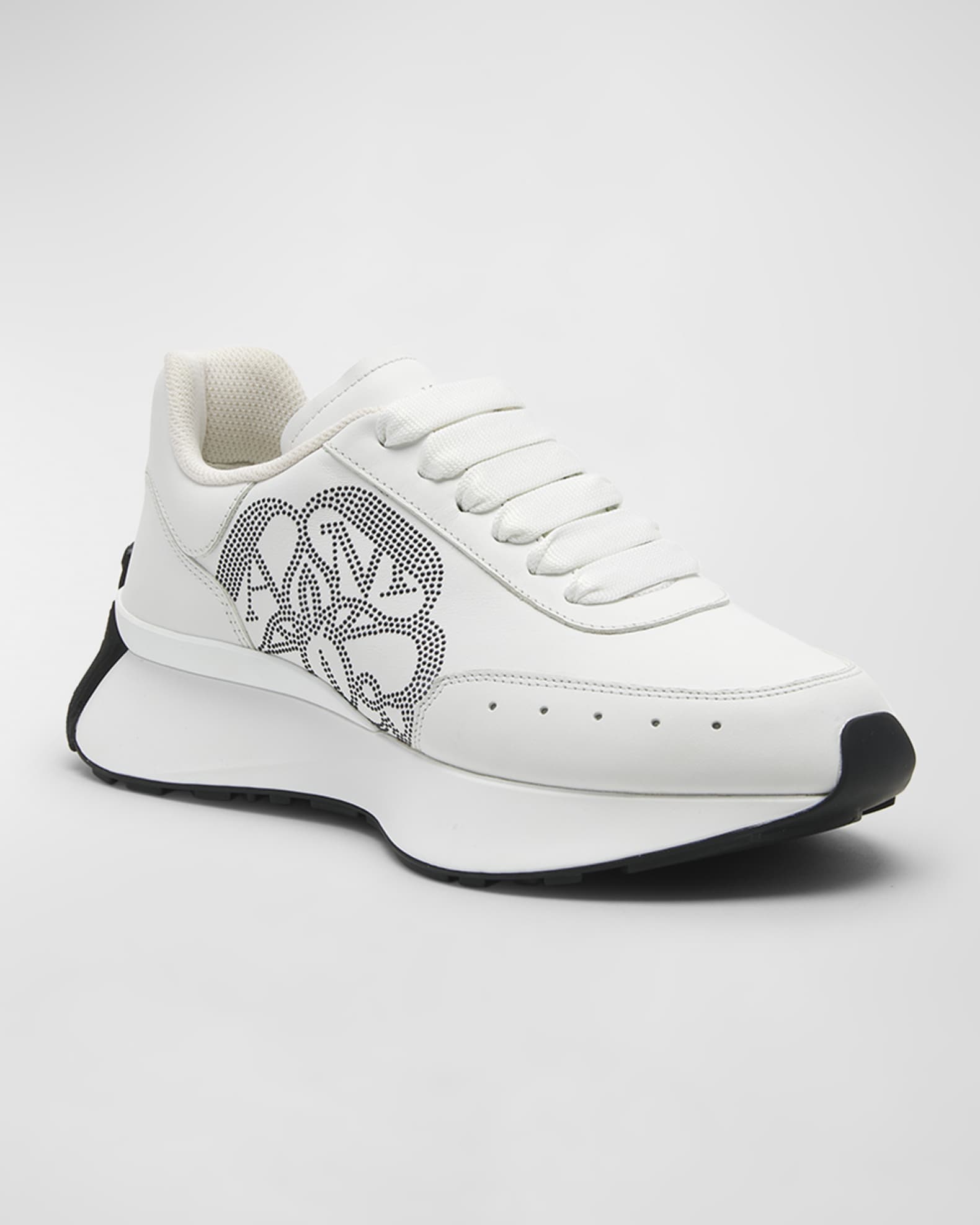 Alexander Mcqueen Sprint Leather Logo Runner Sneakers White Gray