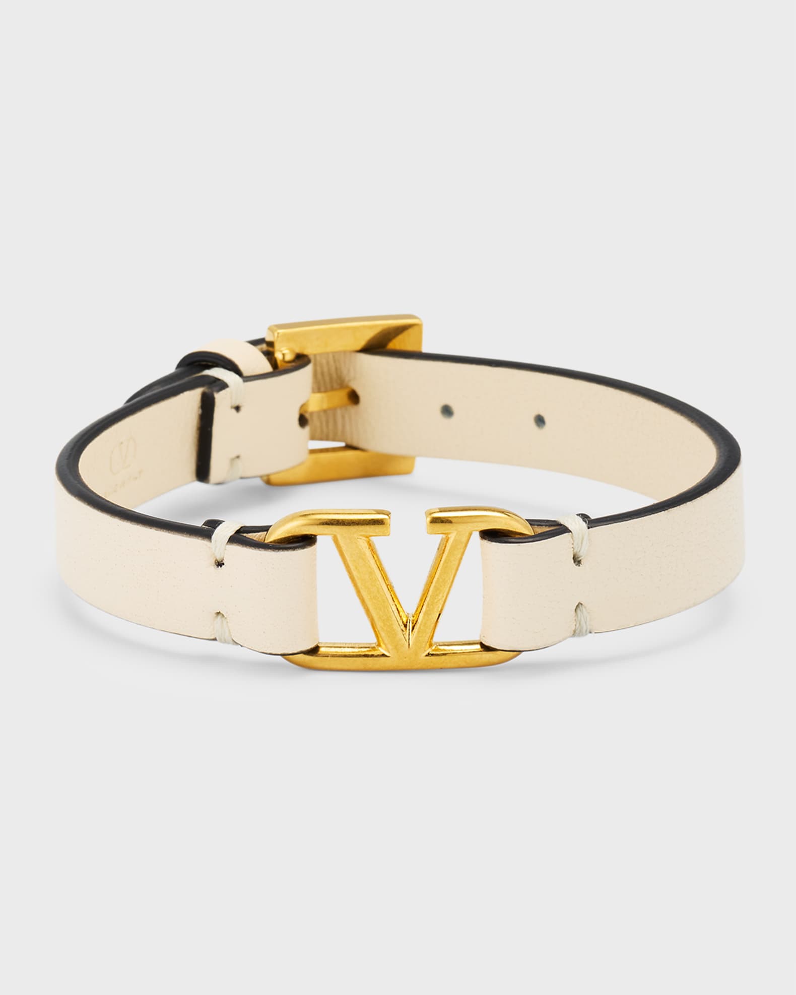 Valentino Garavani Leather V-Logo Bracelet