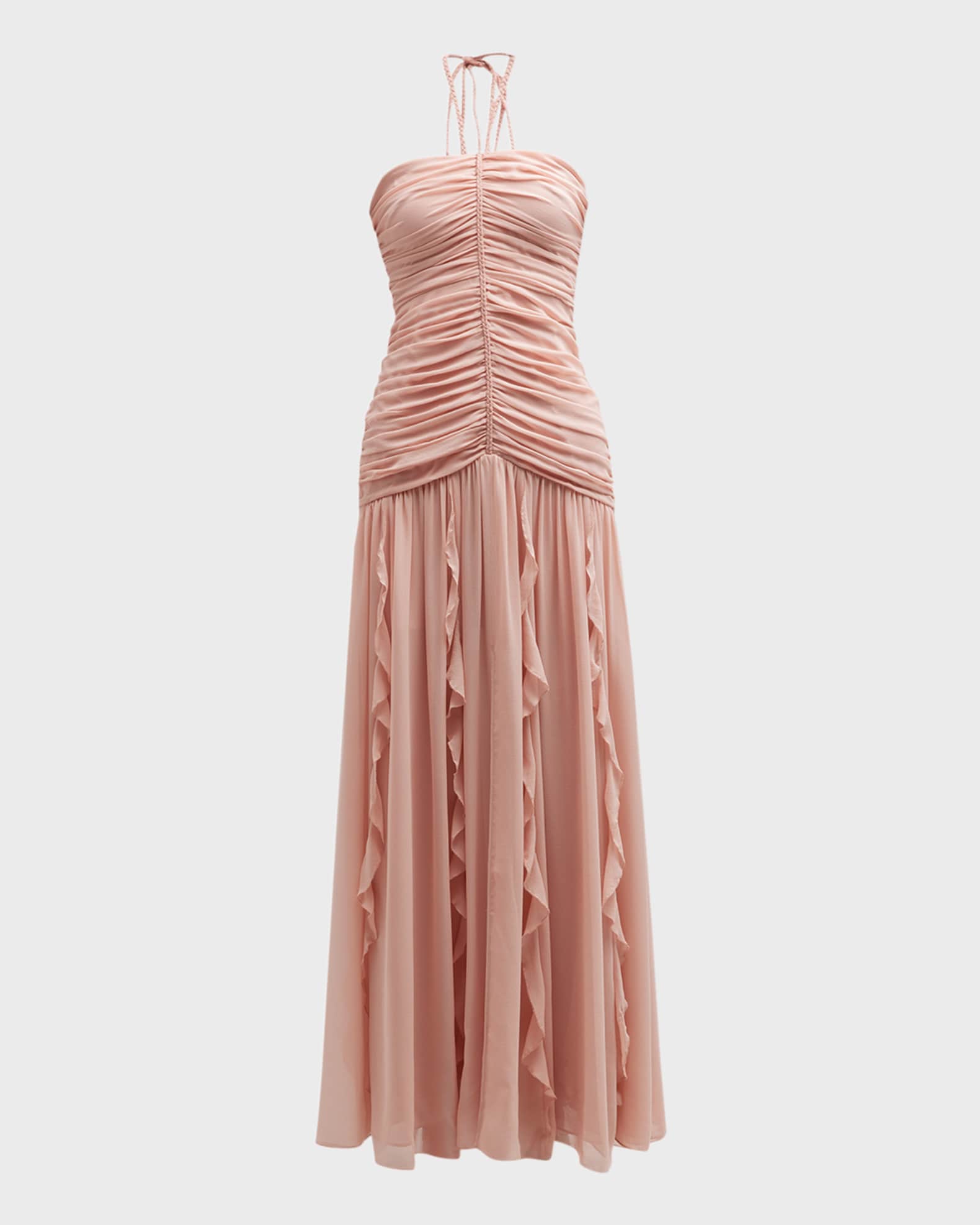 Veronica Beard Lucine Halter Ruched Fit-And-Flare Maxi Dress | Neiman ...