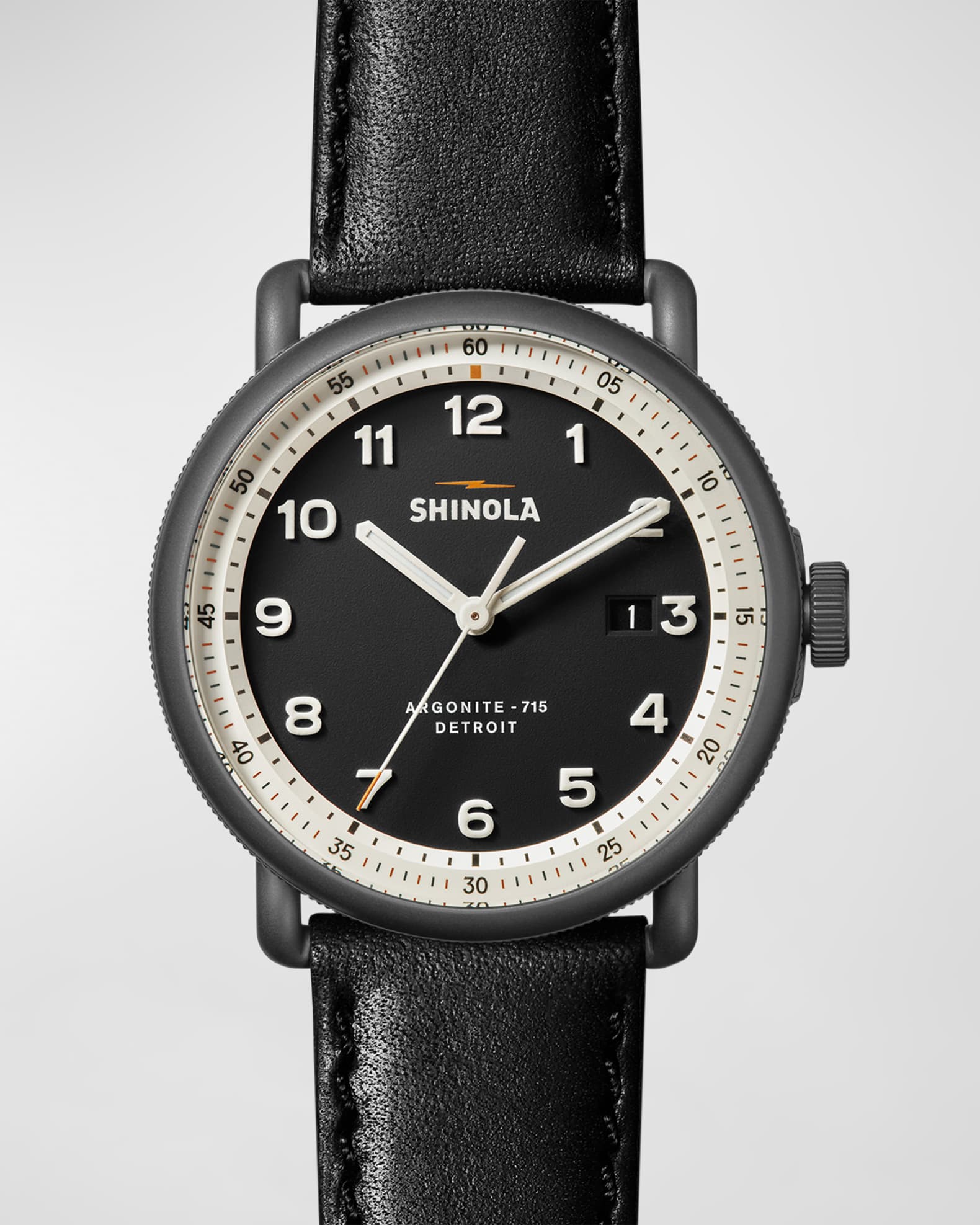 Men s Canfield Model C Leather Strap Watch 43mm