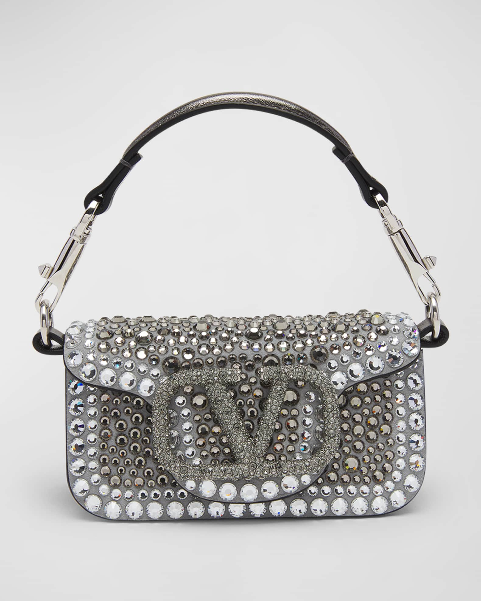 Loco Small Embellished Shoulder Bag in Silver - Valentino Garavani