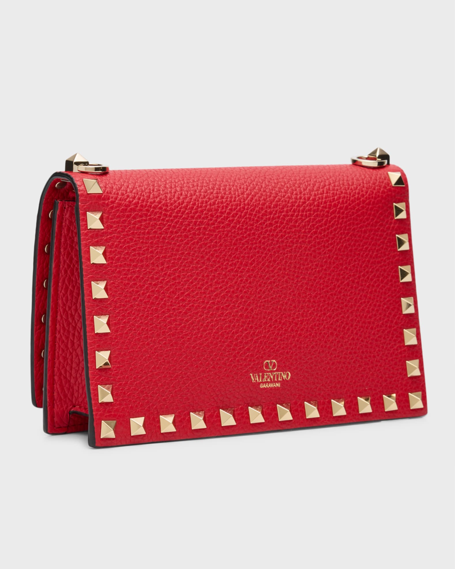 Valentino Garavani Rockstud Flap Leather Wallet on Chain, Rouge PUR, Women's, Small Leather Goods Wallets