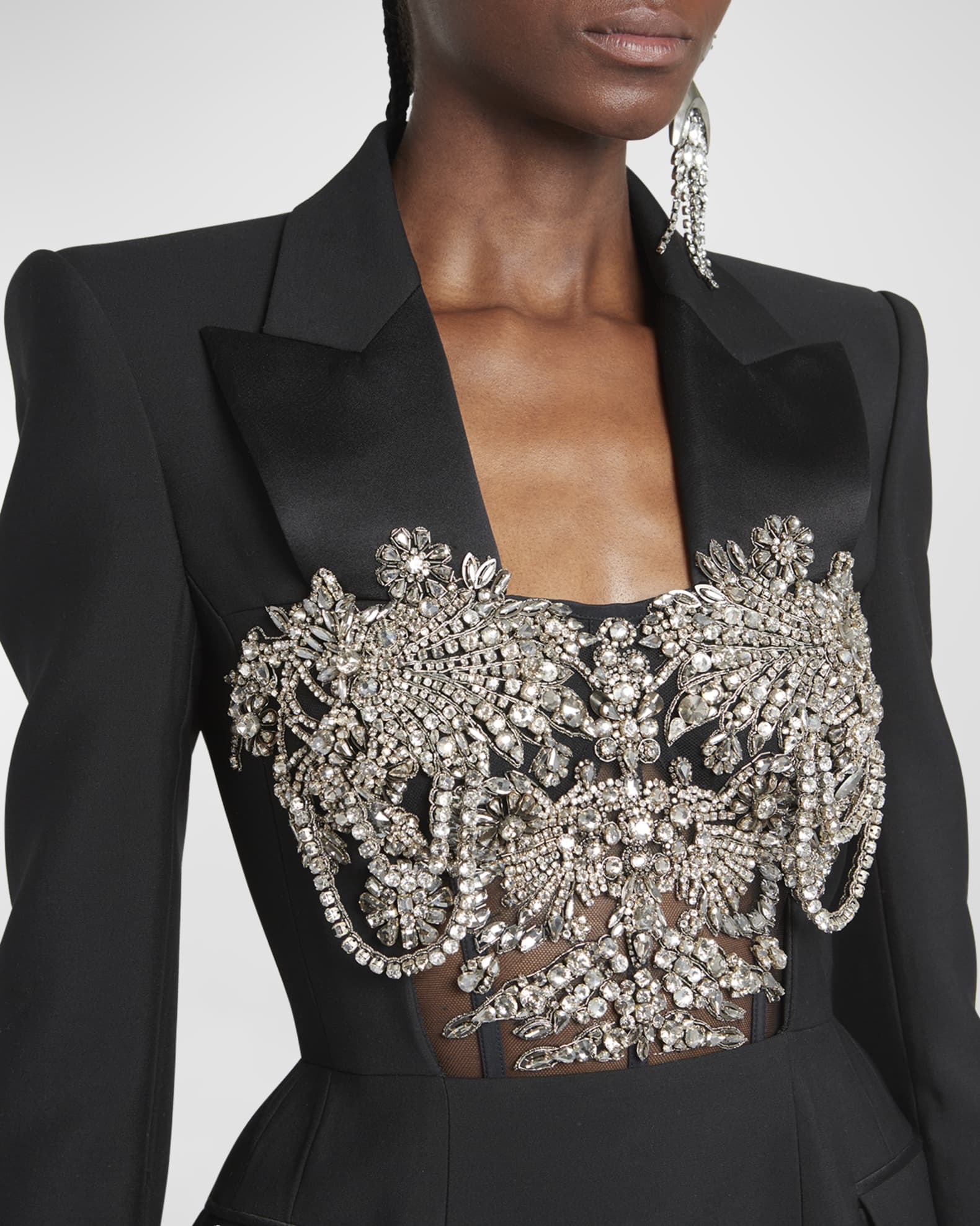 Alexander McQueen Crystal-Embellished Mini Blazer Dress | Neiman Marcus
