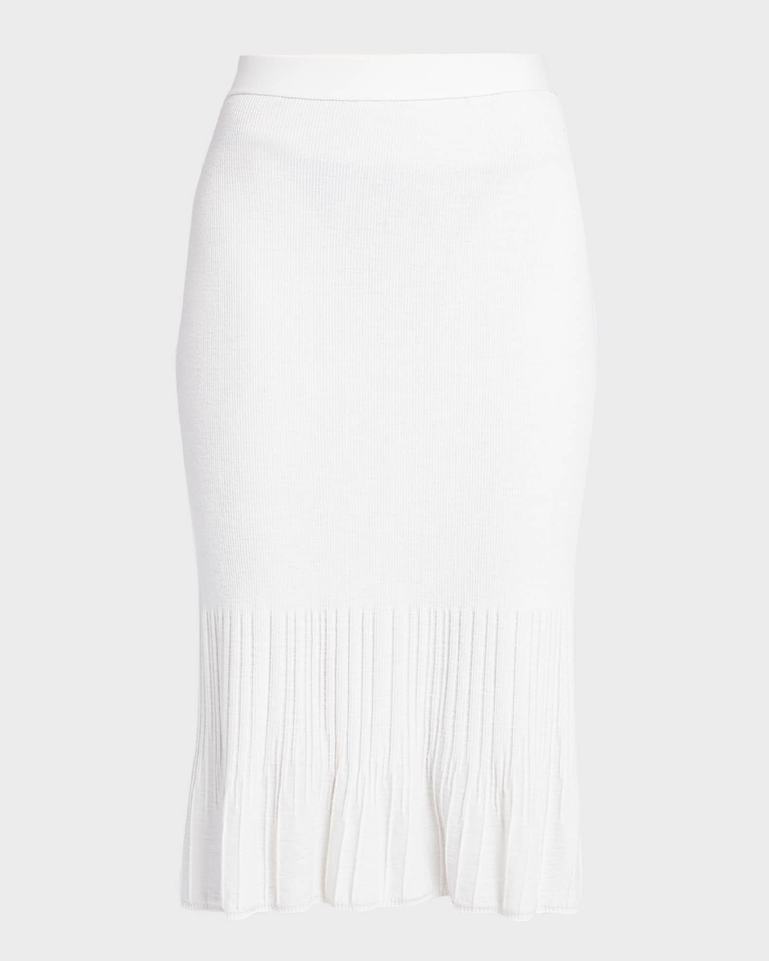 Bottega Veneta Wool Midi Skirt with Ribbed Underpinning
