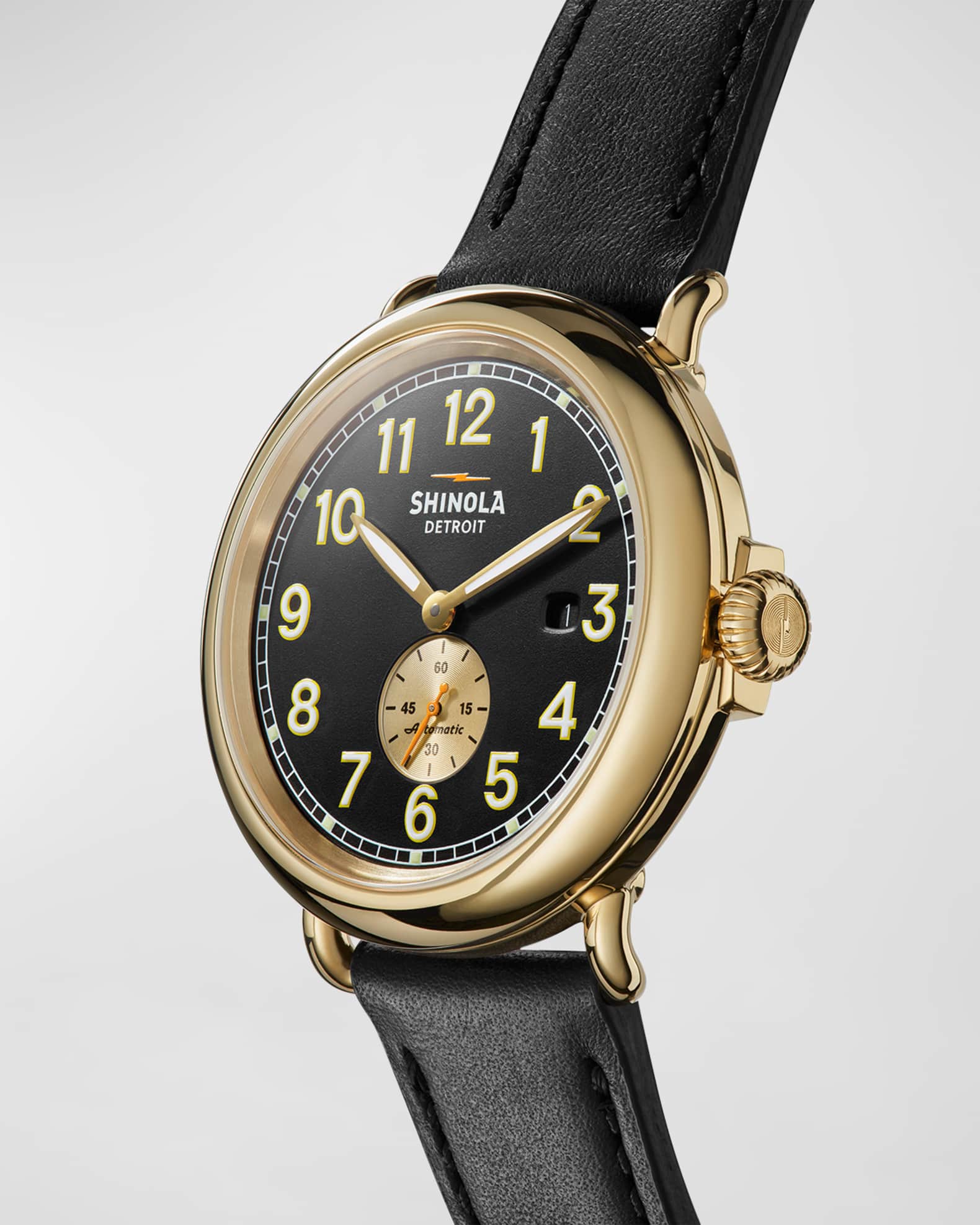 Men's Runwell Automatic Leather Strap Watch, 45mm 1