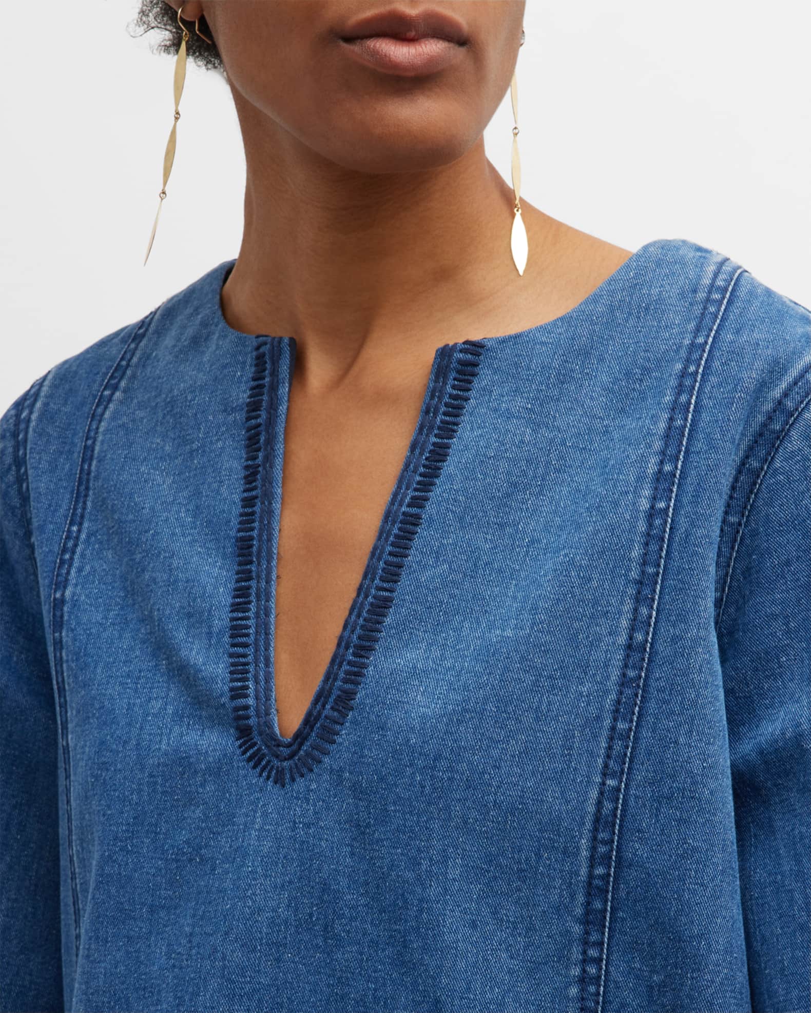 Merlette Charme Embroidered Denim Mini Dress | Neiman Marcus