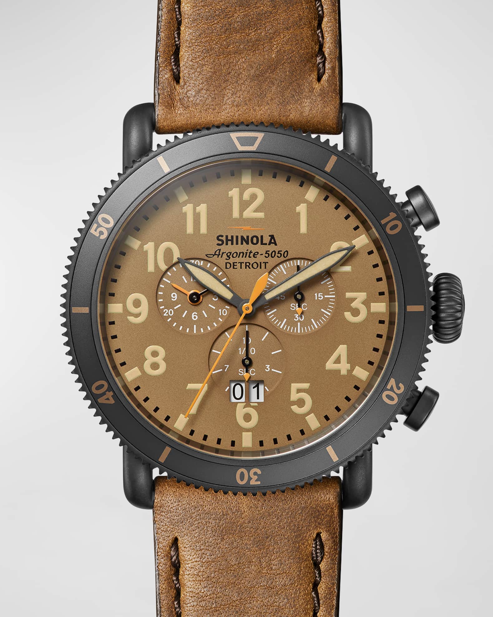 Shinola Men's Runwell Sport Chronograph Leather-Strap Watch, 48mm