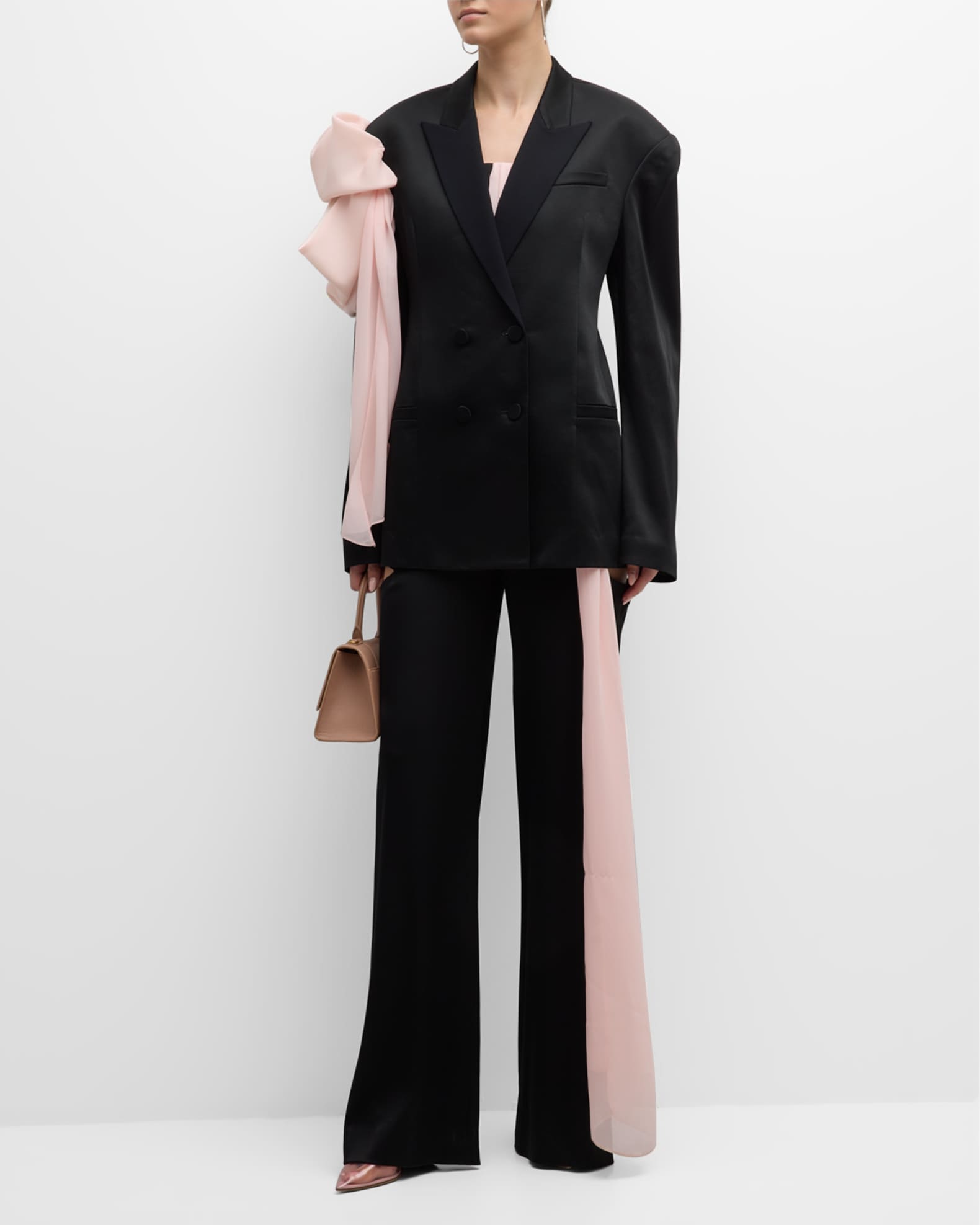 Hellessy Didier Draped Bow Double Breasted Oversized Blazer Jacket Neiman Marcus