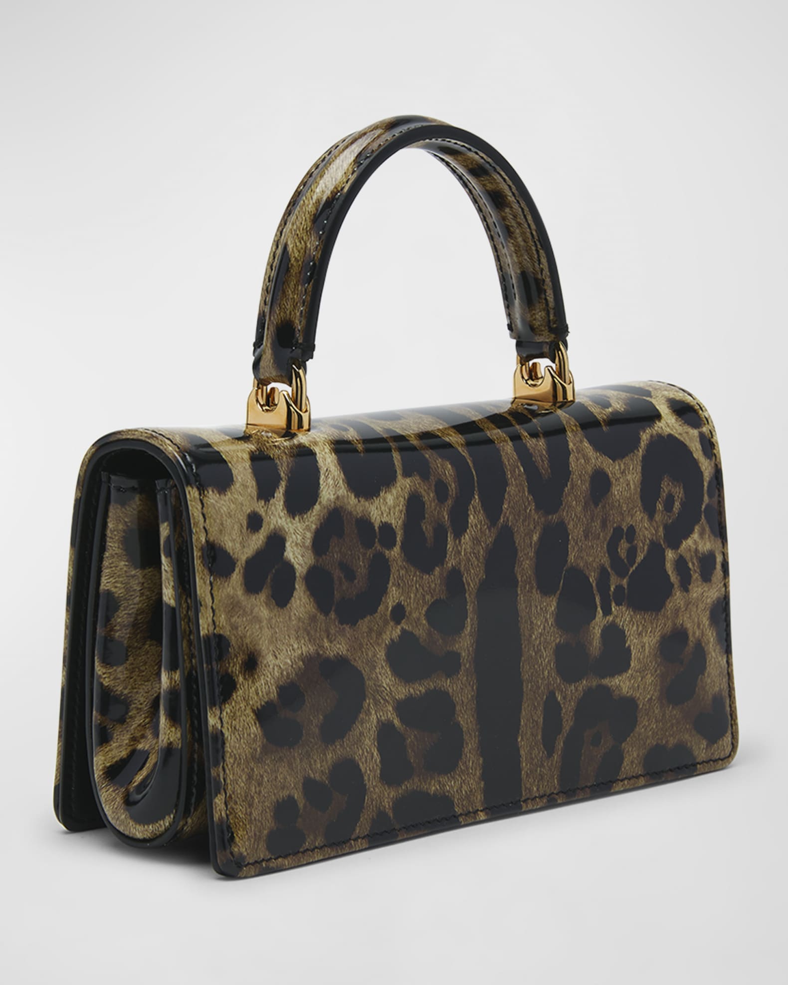 Dolce & Gabbana Brown Leopard Mini Mirror Tassel Make Up Holder Bag main image 0