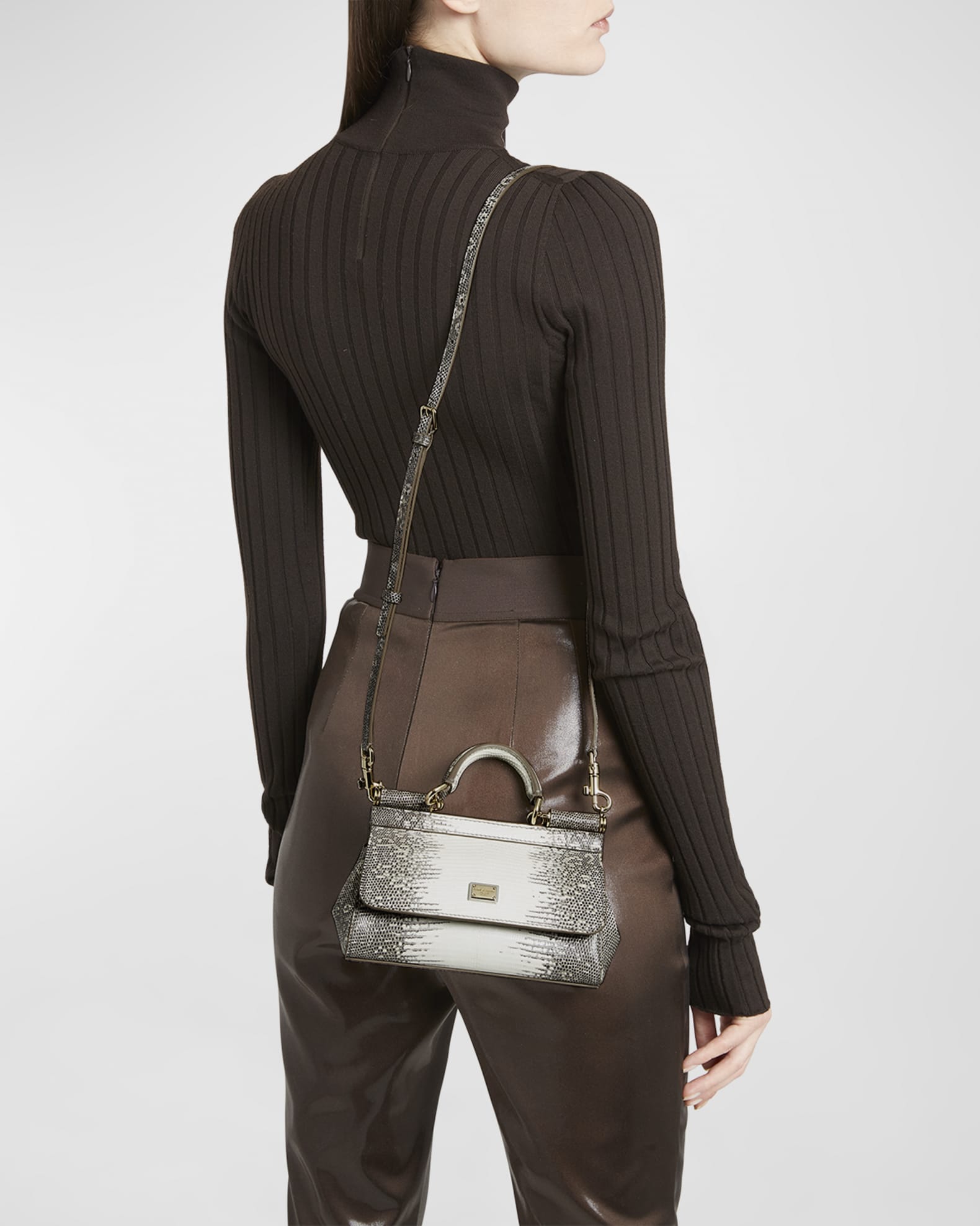 Sicily Small Lizard Top-Handle Bag