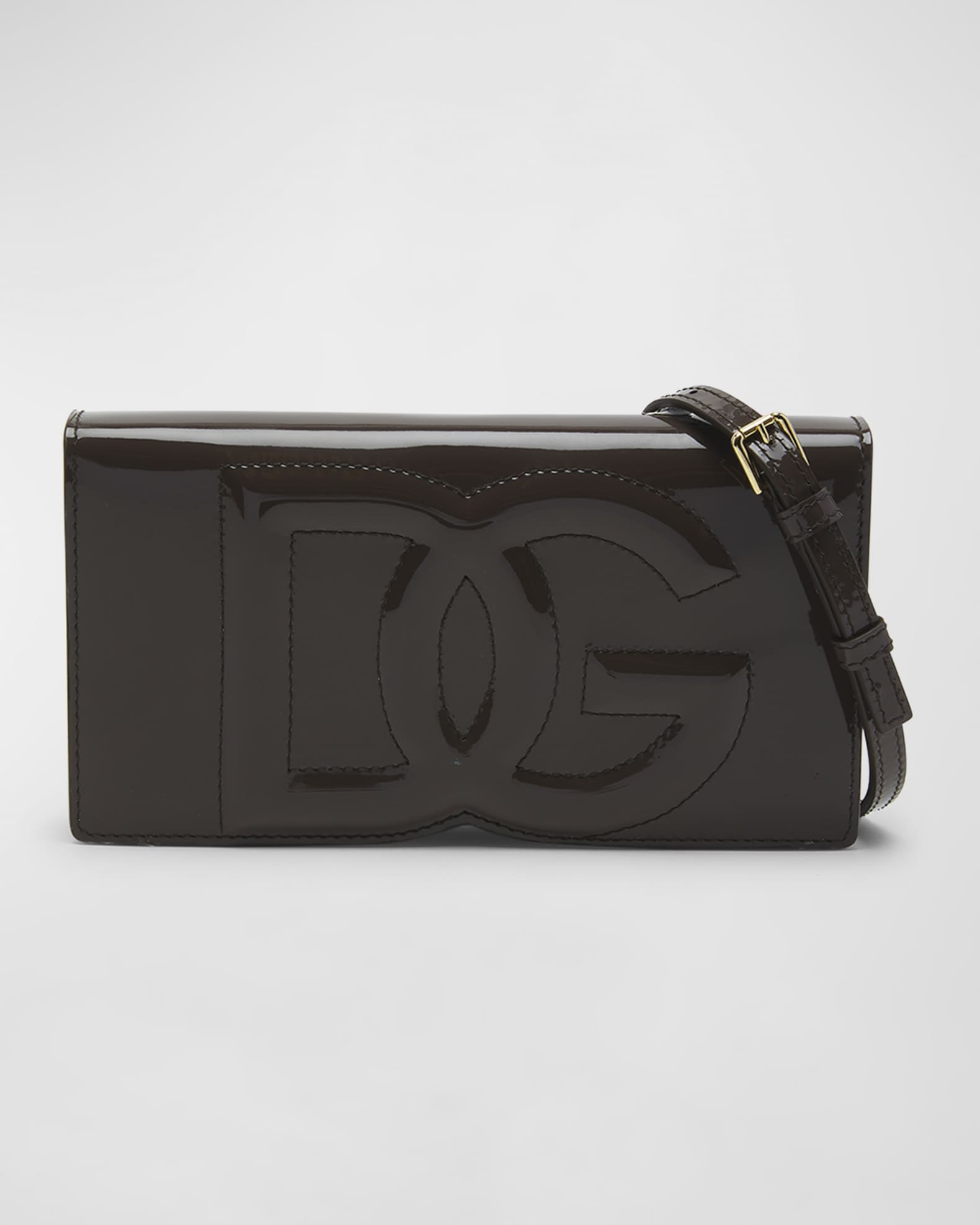 Dolce & Gabbana Micro DG Logo Leather Crossbody Bag in Brown