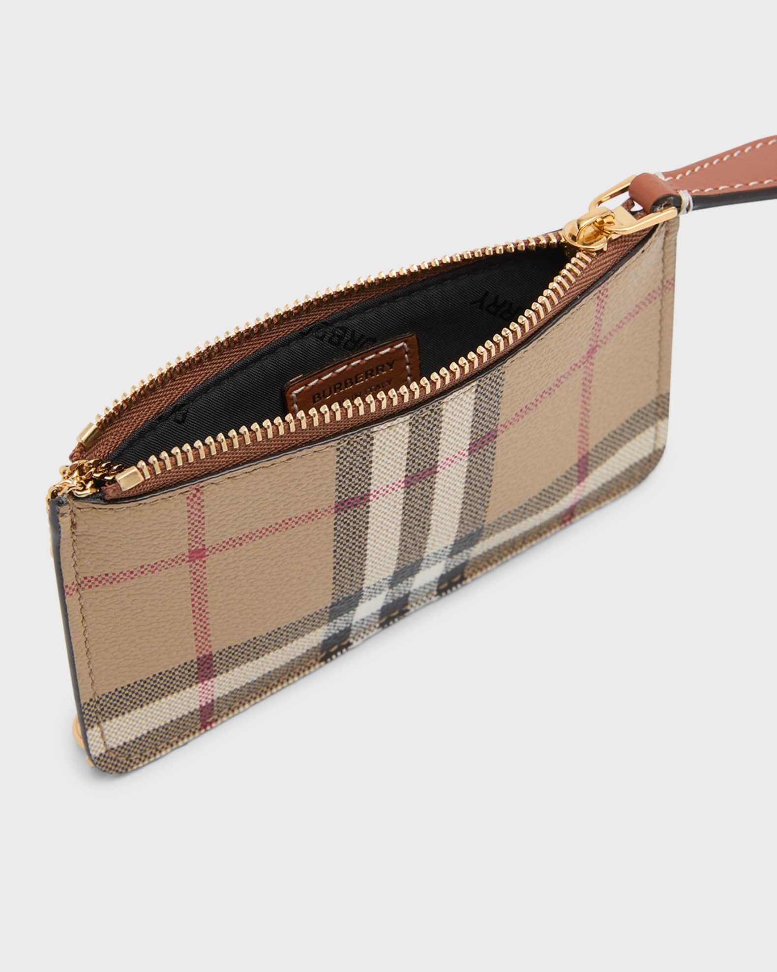 Burberry Kelbrook Check Zip Wallet w/ Chain - Bergdorf Goodman